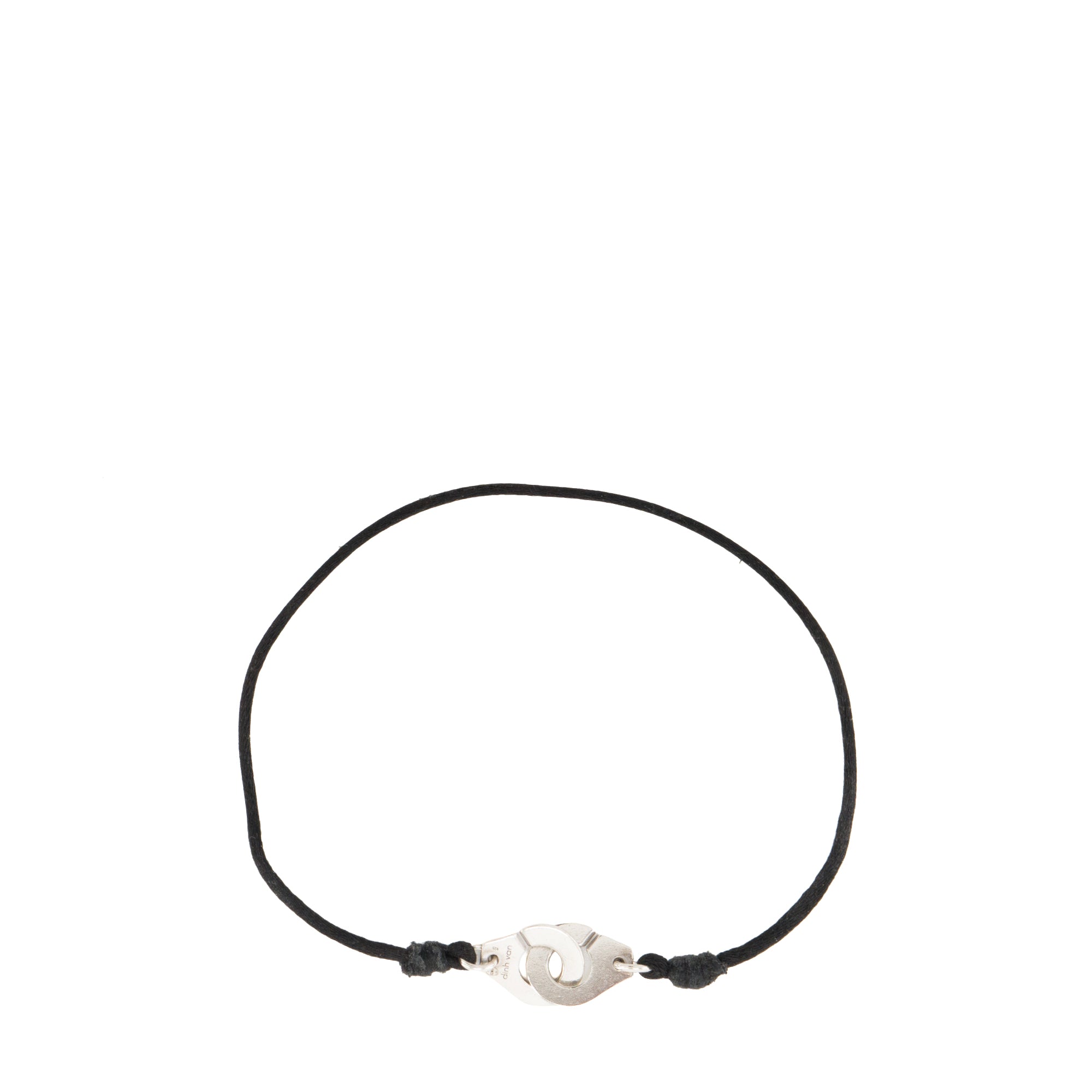 DINH VAN - Bracelet Menottes R12 Dinh Van en argent et cordon noir