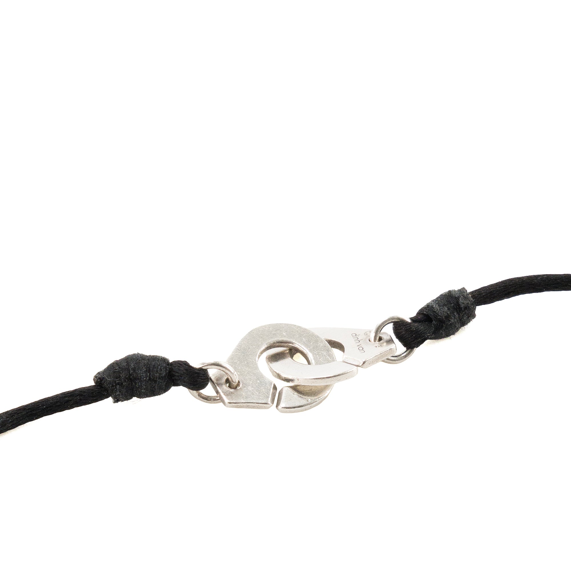 DINH VAN - Bracelet Menottes R12 Dinh Van en argent et cordon noir