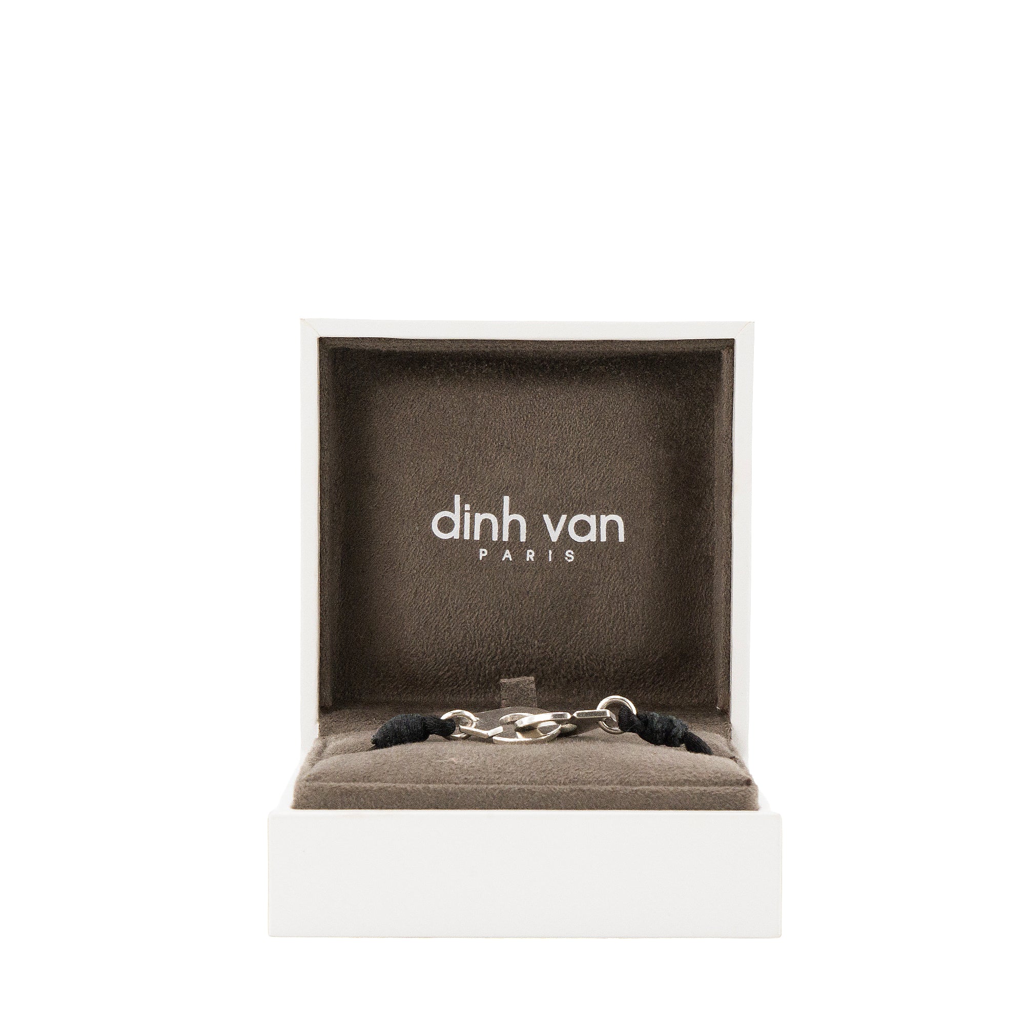 DINH VAN - Bracelet Menottes R12 Dinh Van en argent et cordon noir