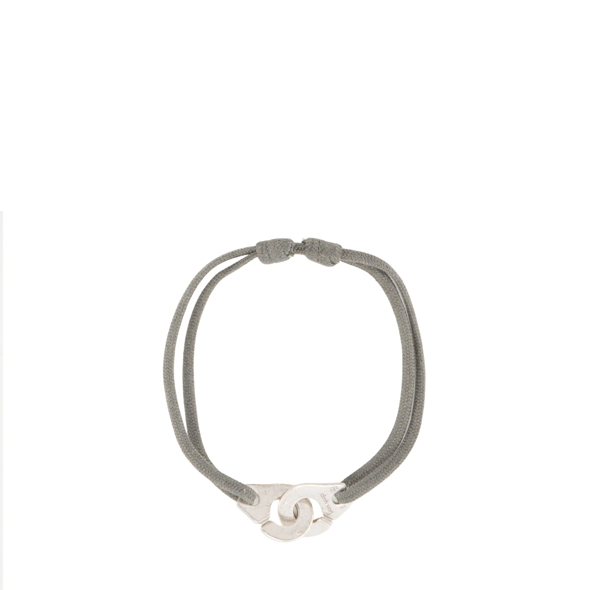 DINH VAN - Bracelet Menottes MM Dinh Van en argent et cordon gris