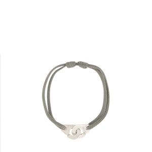 DINH VAN - Bracelet Menottes MM Dinh Van en argent et cordon gris