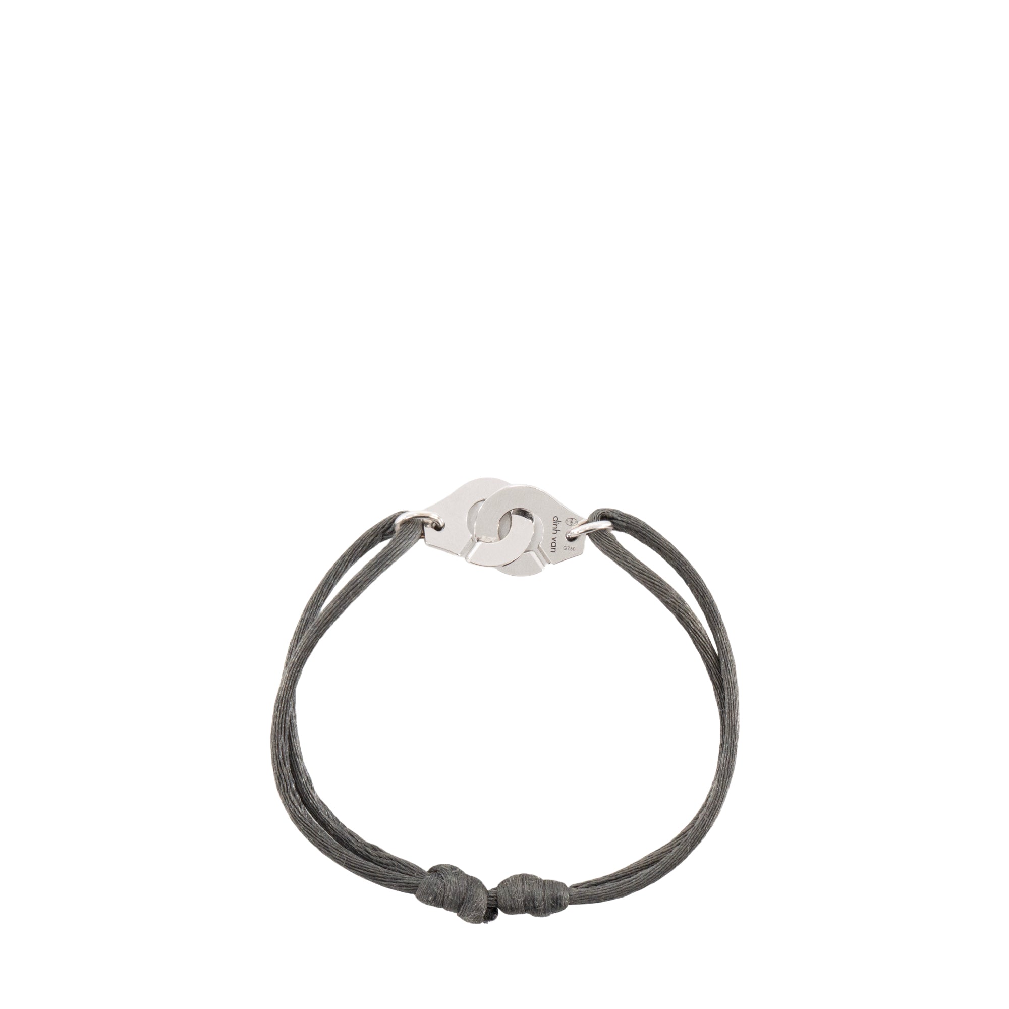 DINH VAN - Bracelet Menottes PM Dinh Van en or blanc et cordon gris