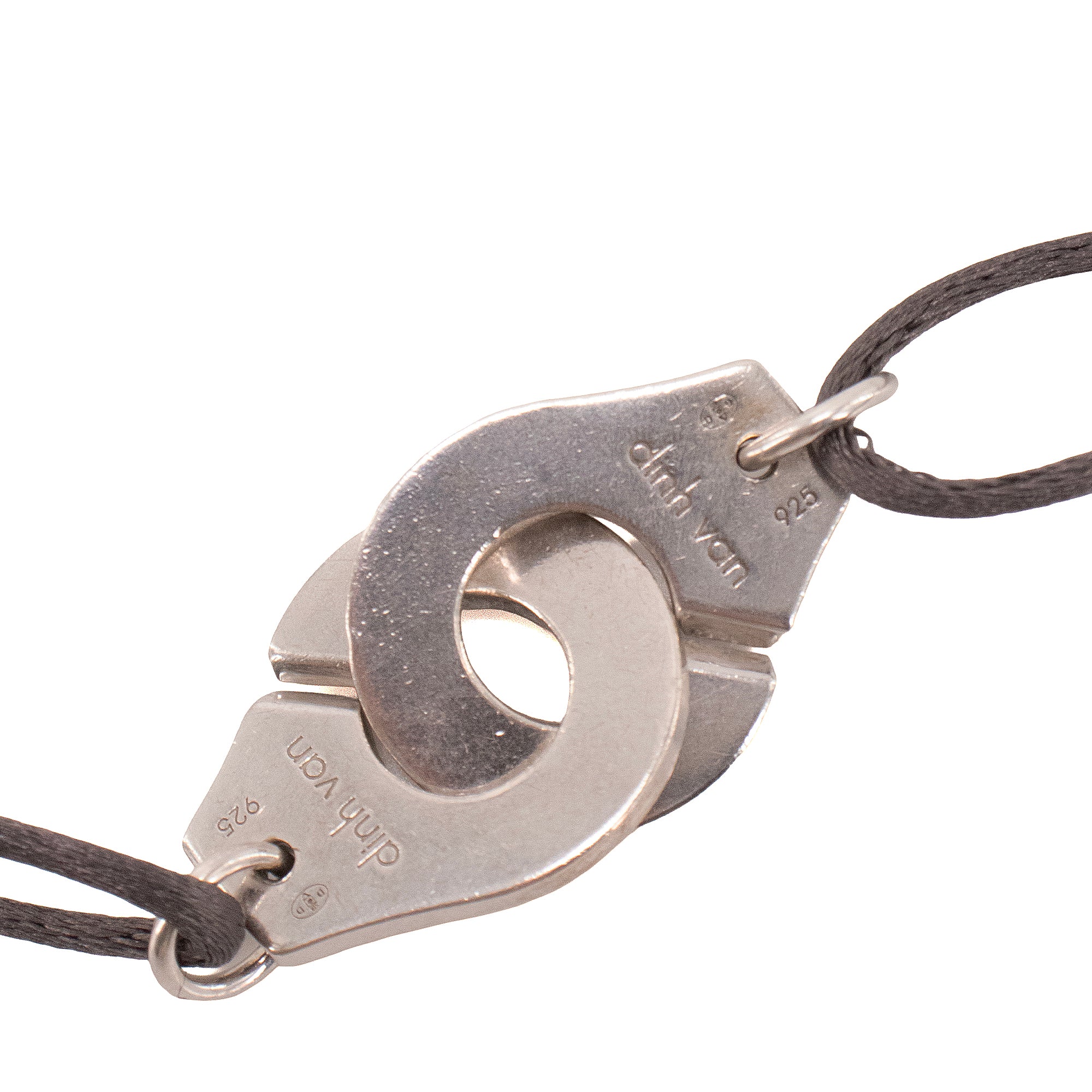 DINH VAN - Dinh Van Handcuffs Necklace on iridescent grey cord