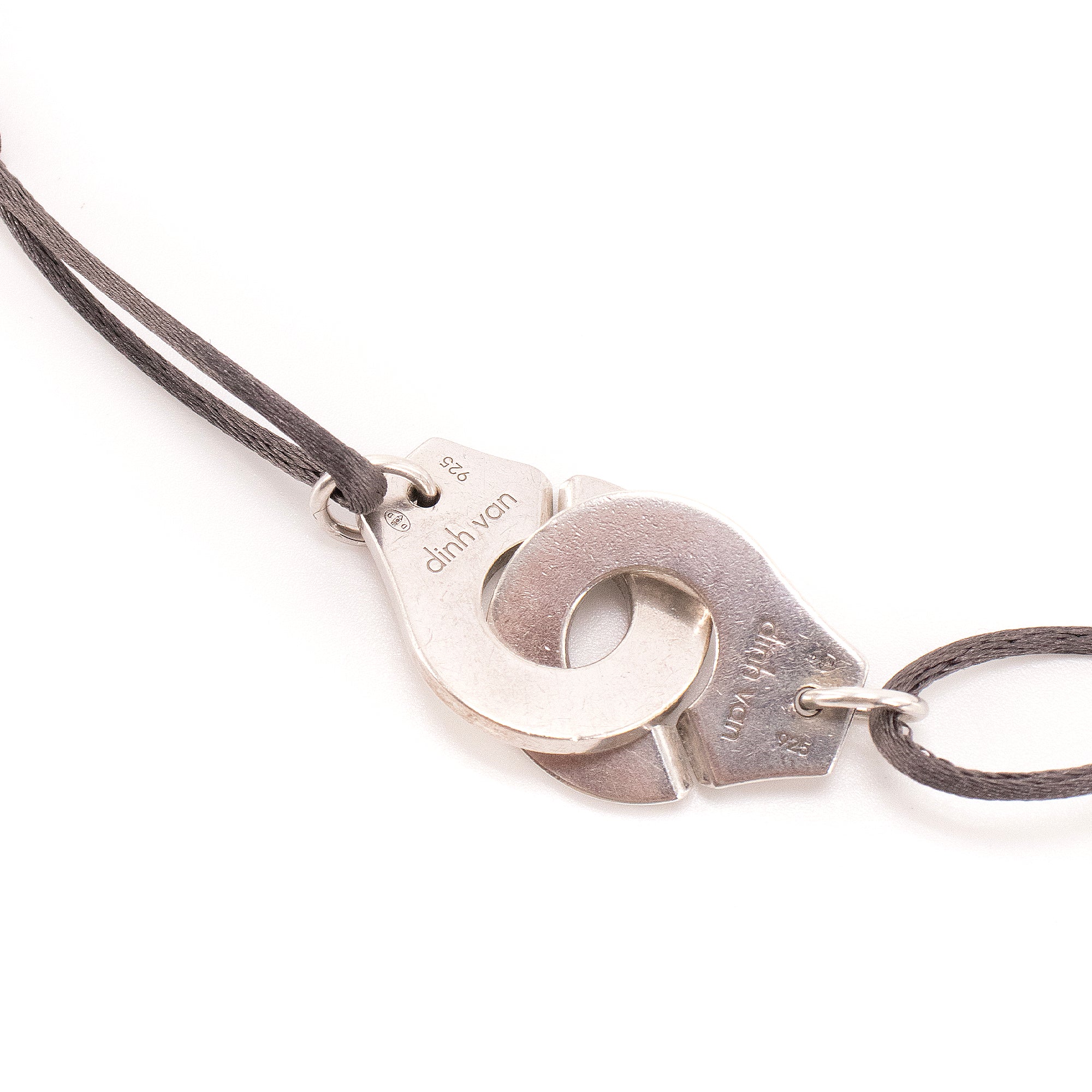 DINH VAN - Dinh Van Handcuffs Necklace on iridescent grey cord