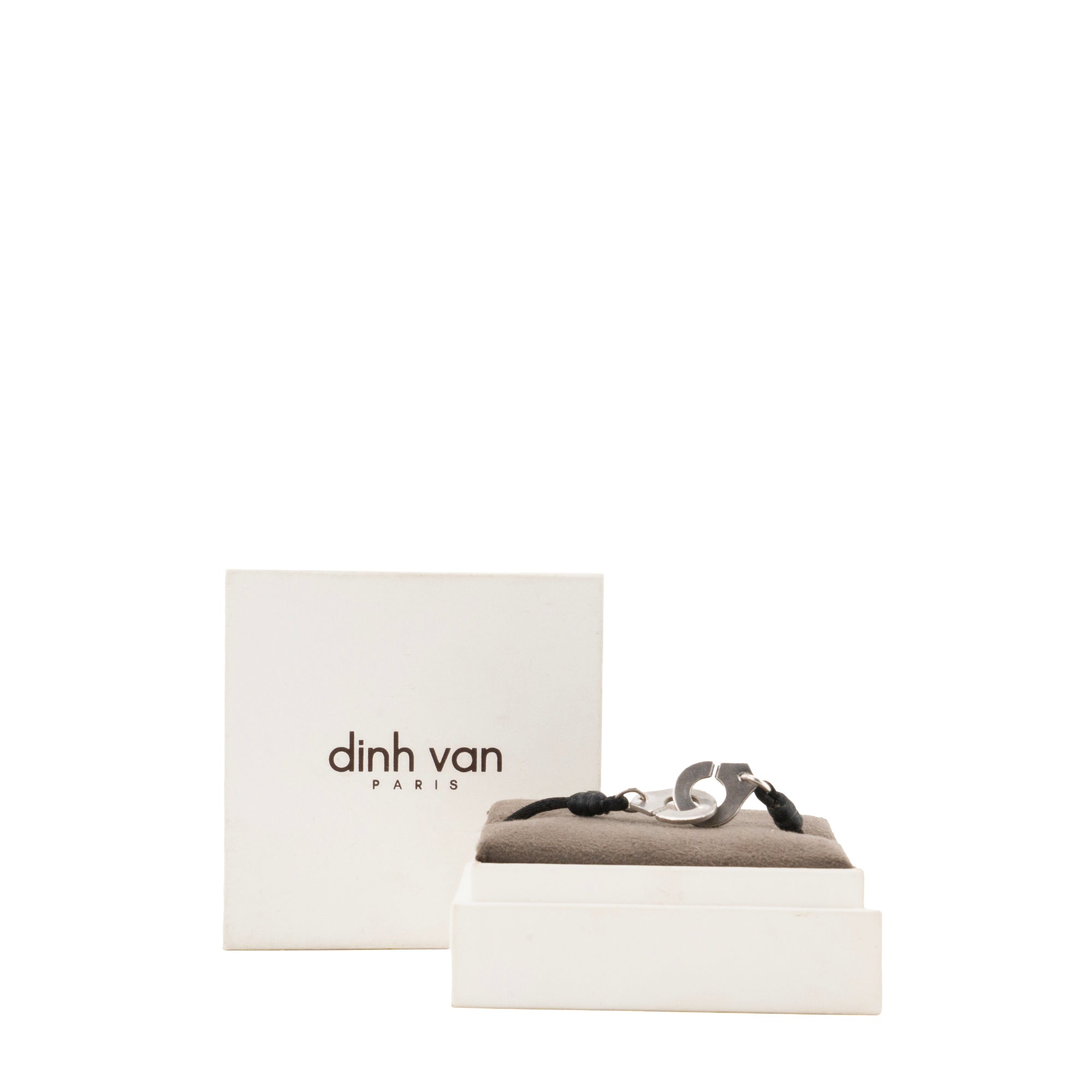 DINH VAN - Collier Menottes R12 Dinh Van en argent et cordon noir