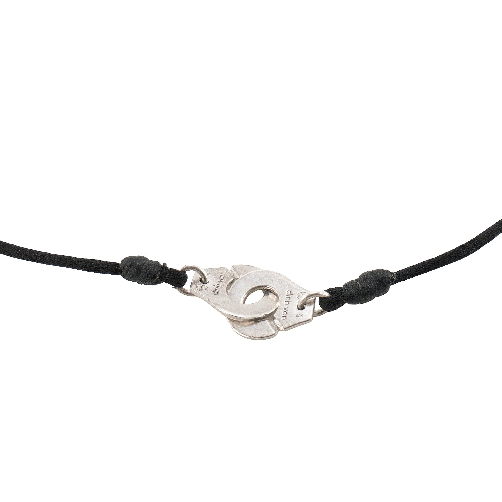 DINH VAN - Collier Menottes R12 Dinh Van en argent et cordon noir