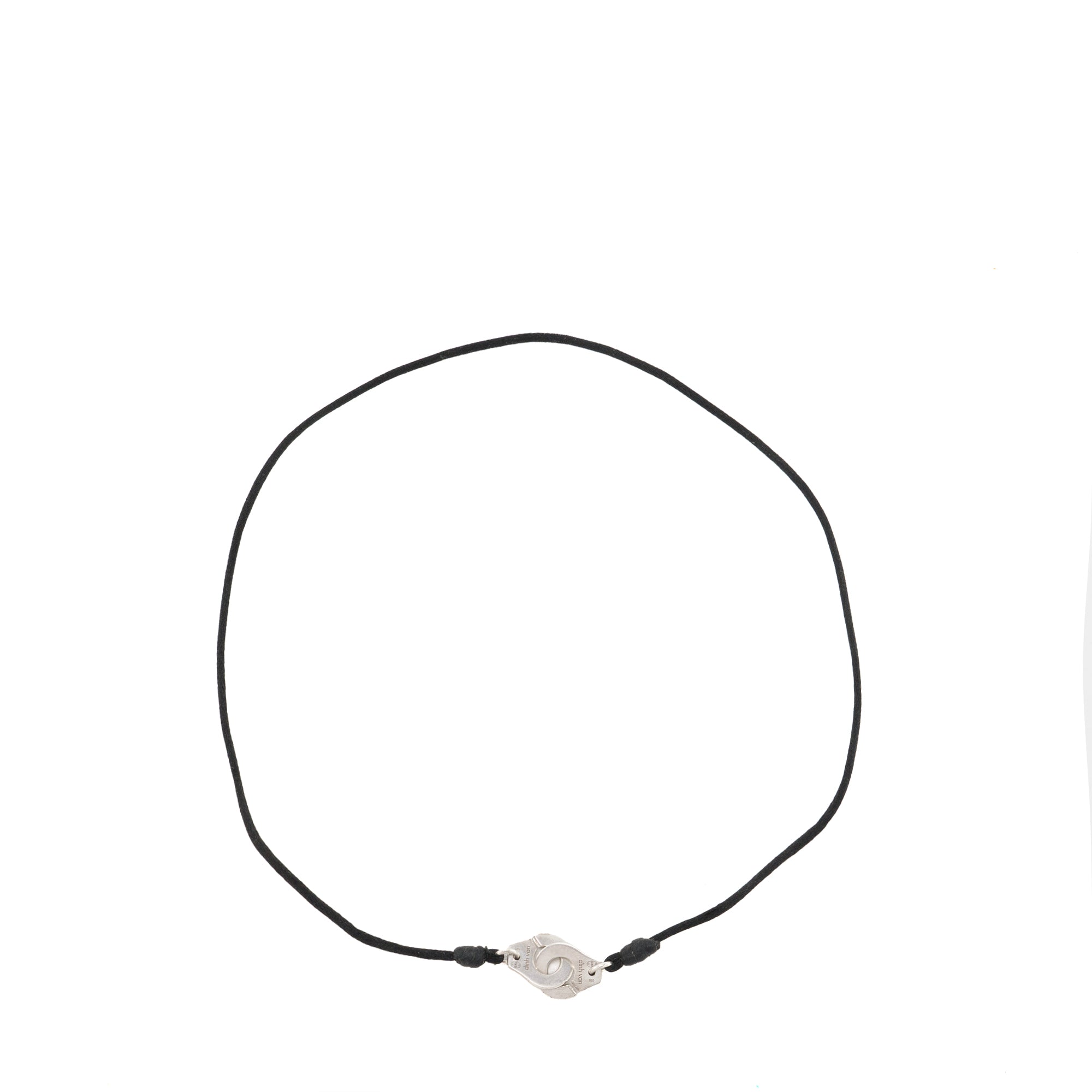 DINH VAN - Collier Menottes R12 Dinh Van en argent et cordon noir