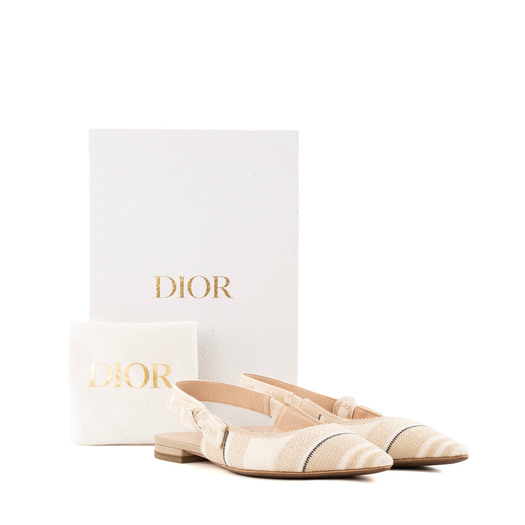 DIOR - Ballerines Slingback J'Adior Dior en toile beige (T38)