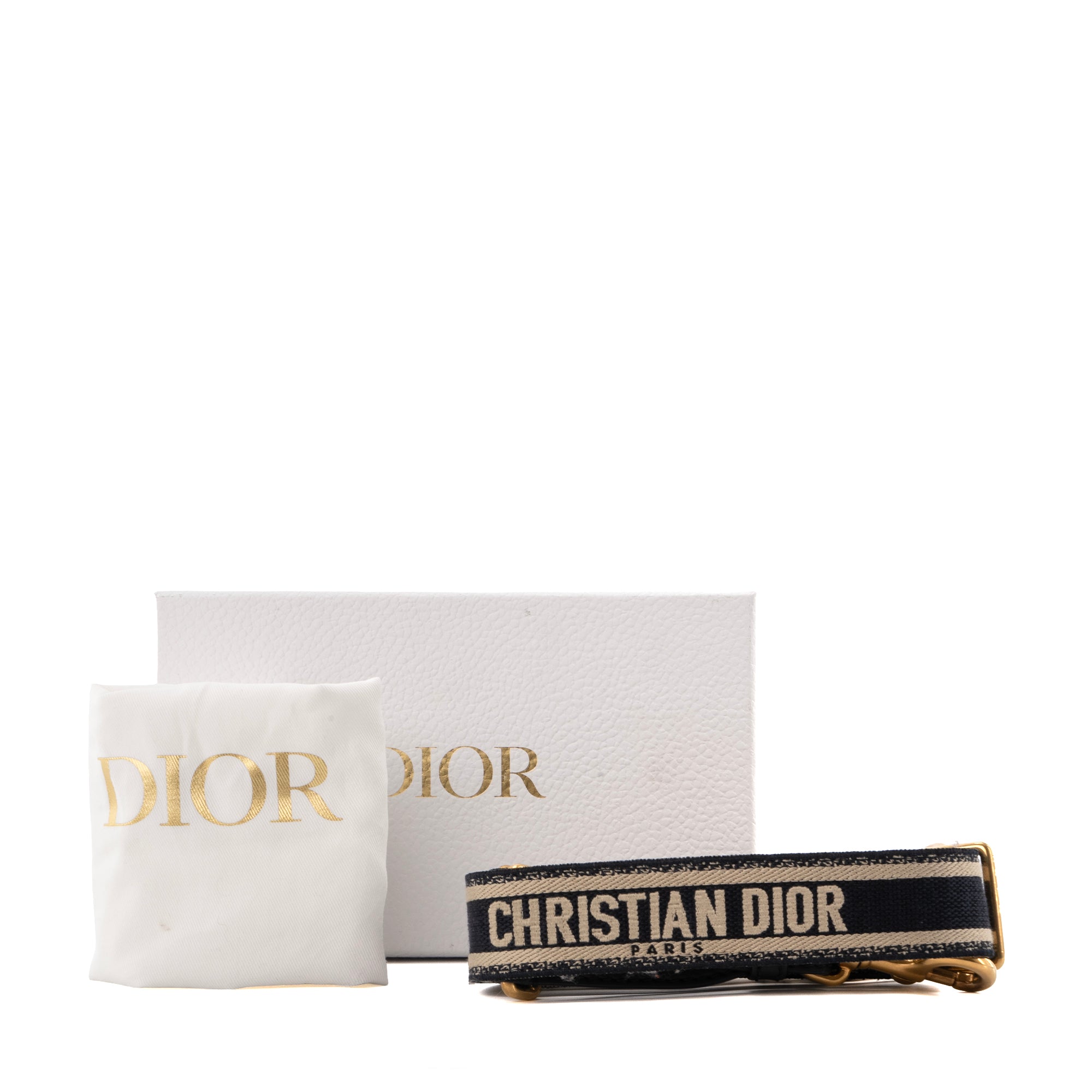 DIOR - Bandoulière ajustable Dior en toile bleu marine et beige