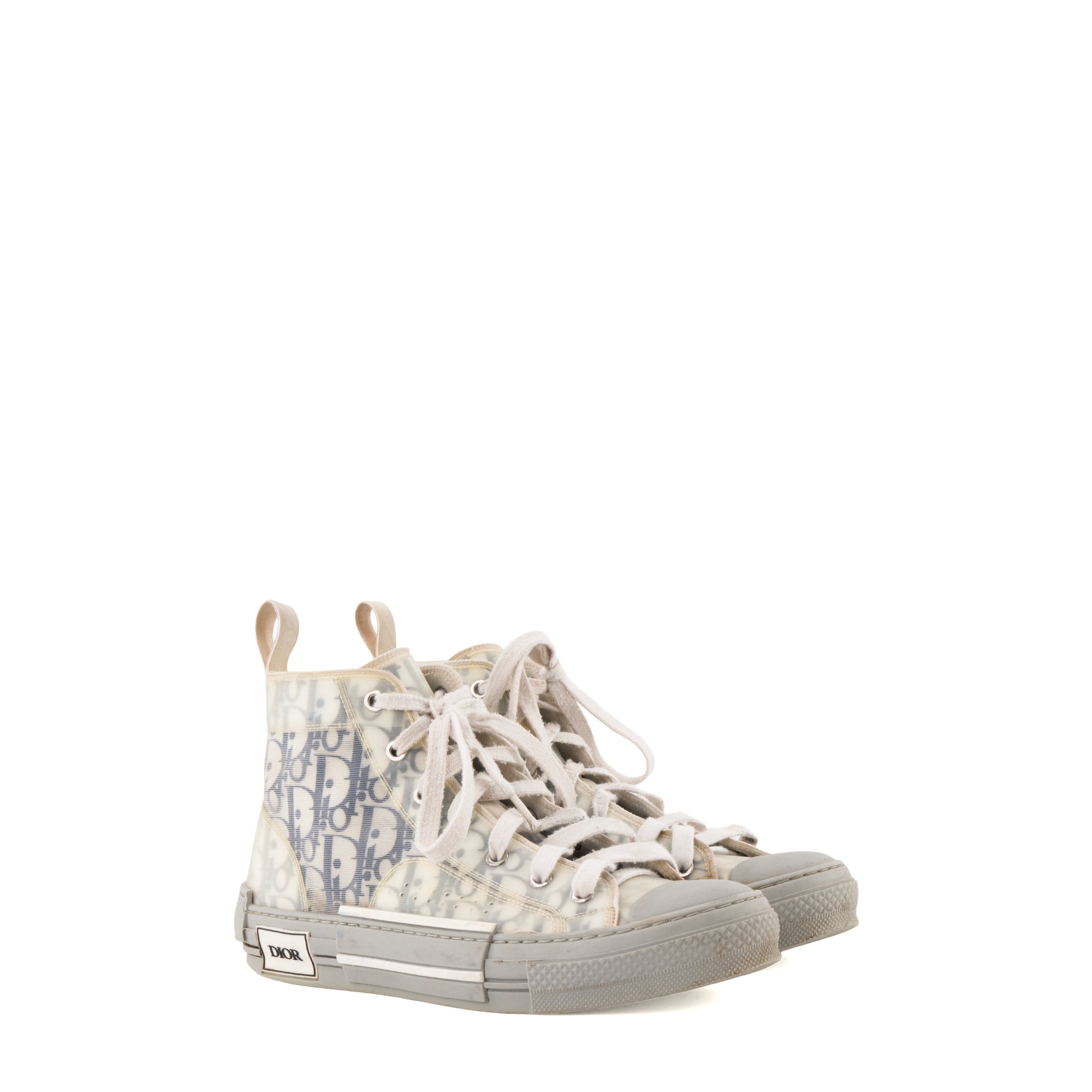 DIOR - Baskets B23 Dior en toile oblique blanche et grise (T40)