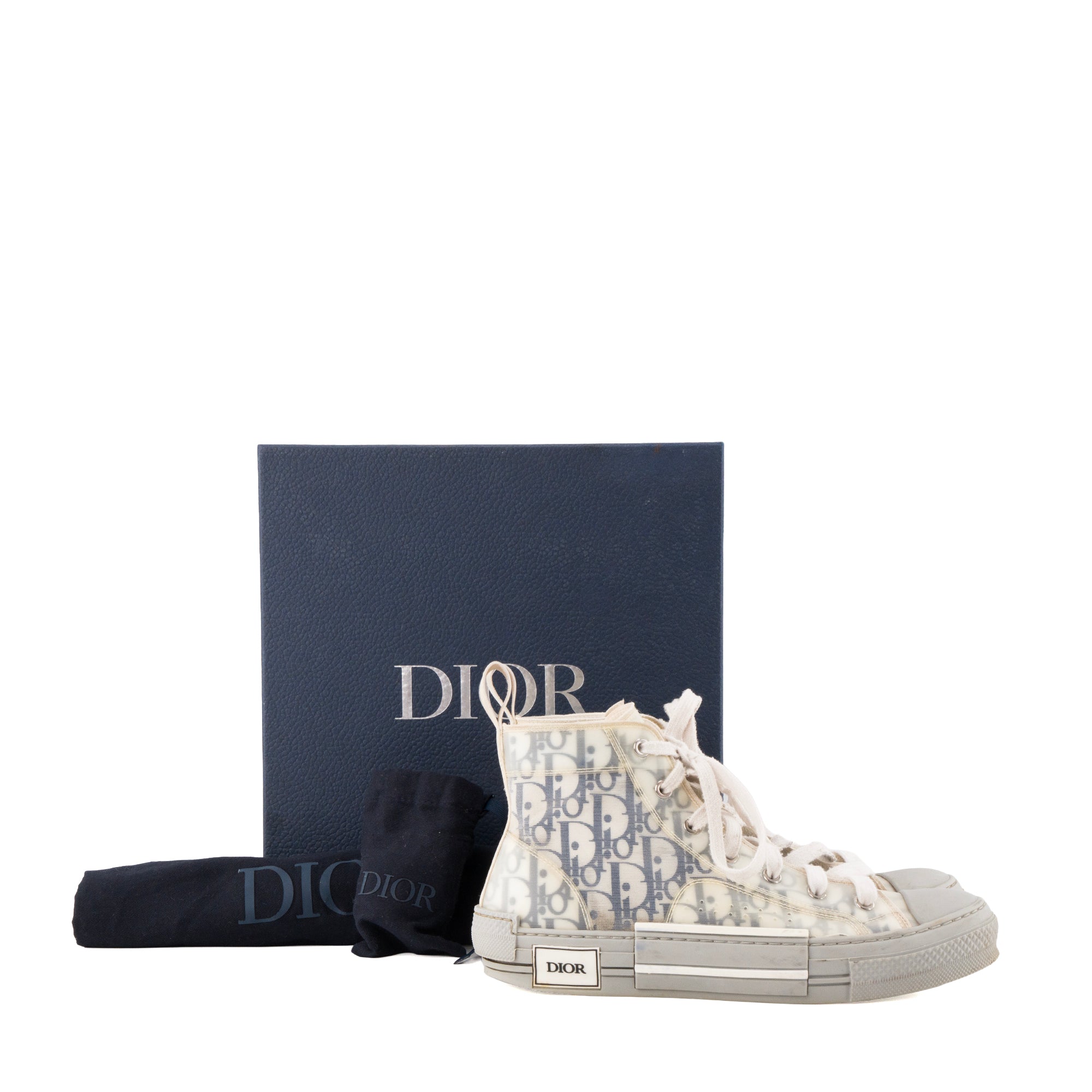 DIOR - Baskets B23 Dior en toile oblique blanche et grise (T40)
