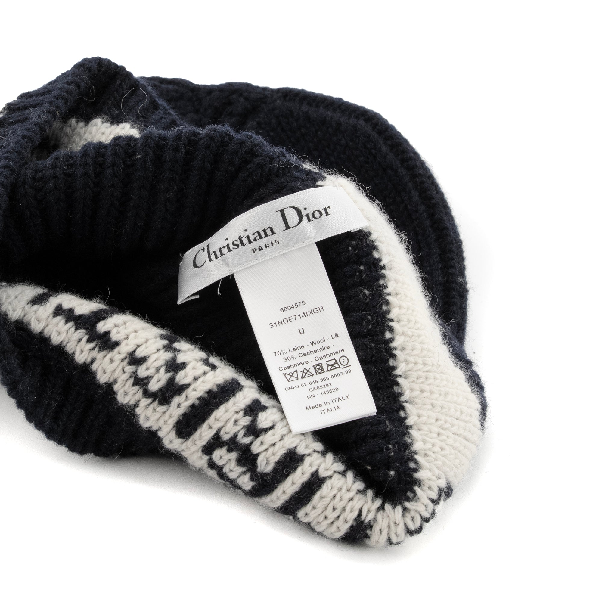 DIOR - Bonnet Dior en laine bleu marine