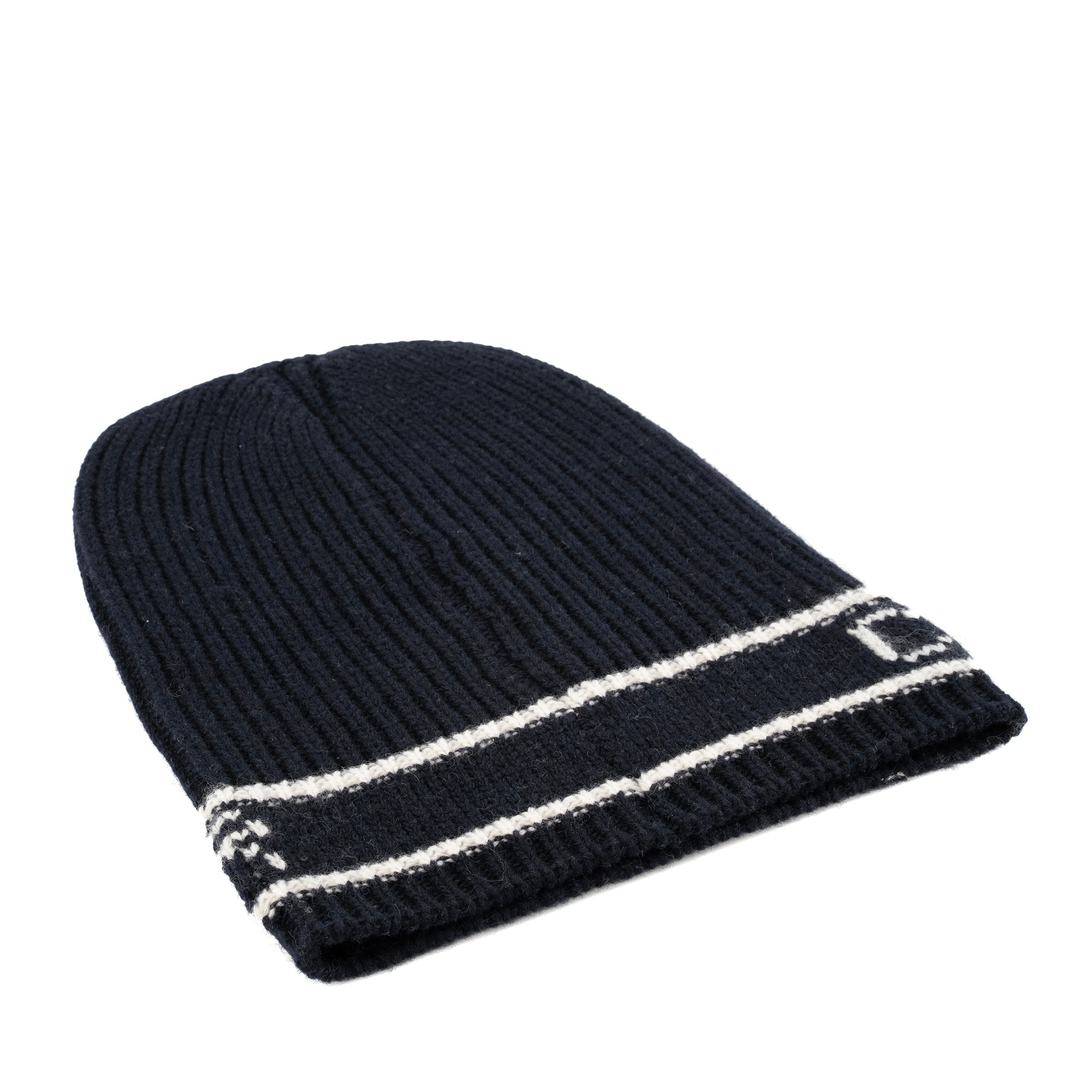 DIOR - Bonnet Dior en laine bleu marine