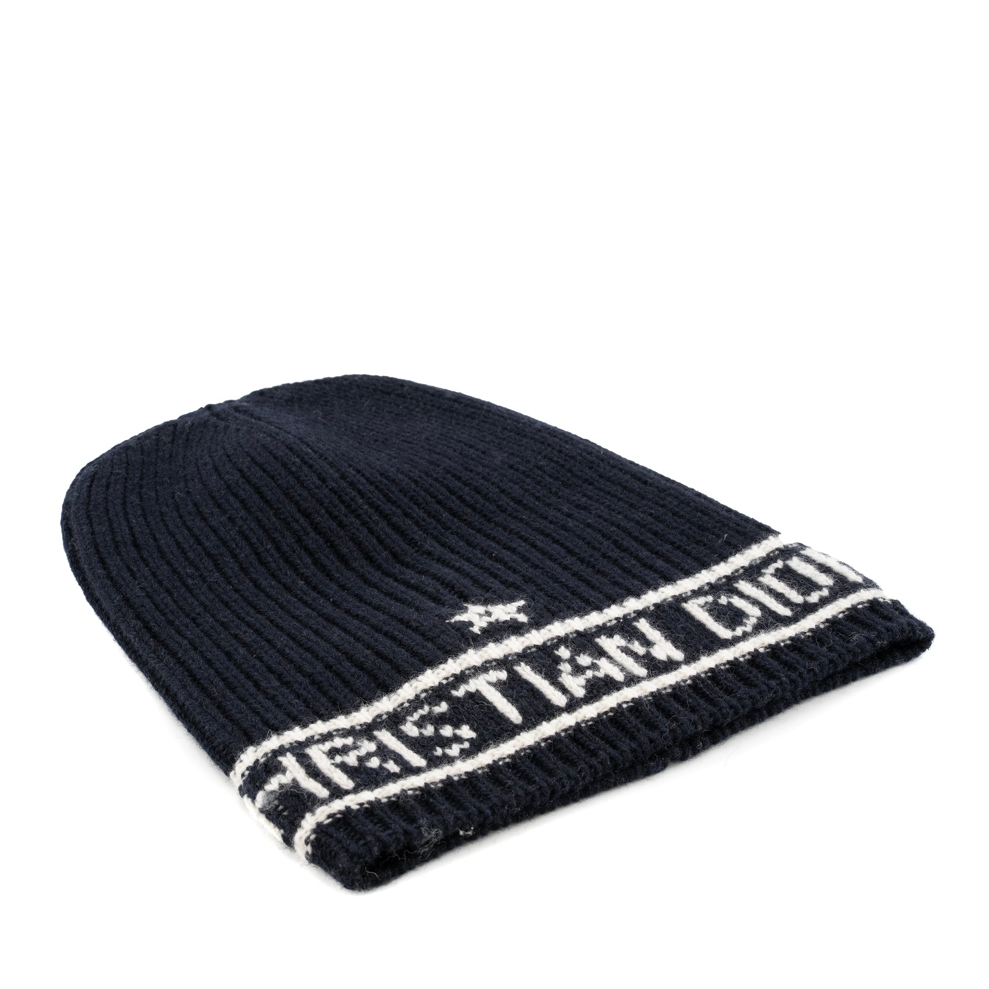 DIOR - Bonnet Dior en laine bleu marine