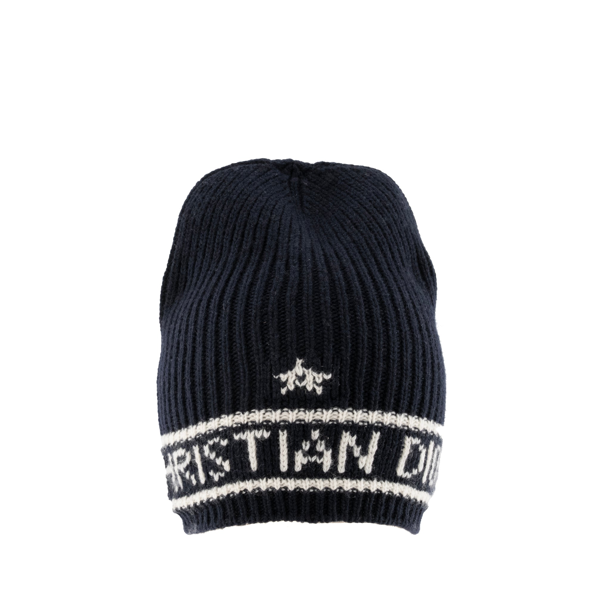 DIOR - Bonnet Dior en laine bleu marine