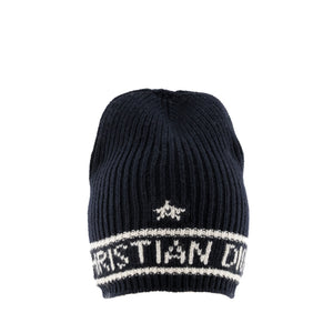 DIOR - Bonnet Dior en laine bleu marine
