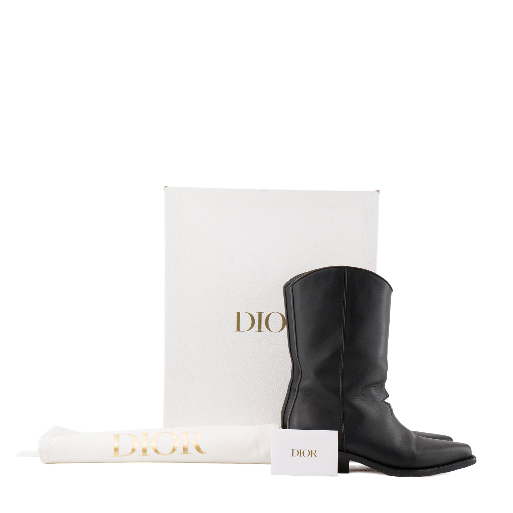 DIOR - Boots LA Dior en cuir lisse noir (T37)