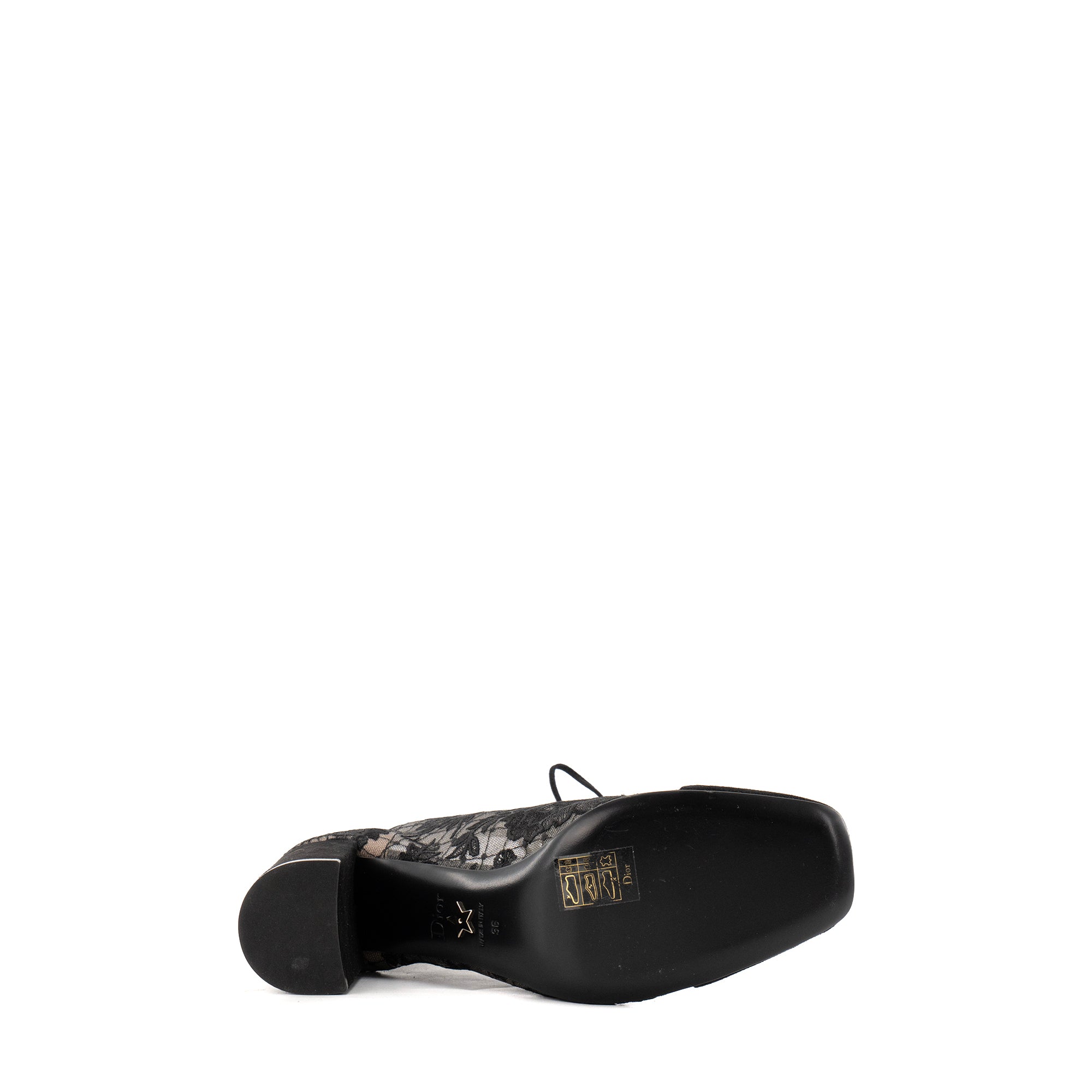 DIOR - Bottines à talons Naughtily-D Dior en résille transparente et daim noir (T36)