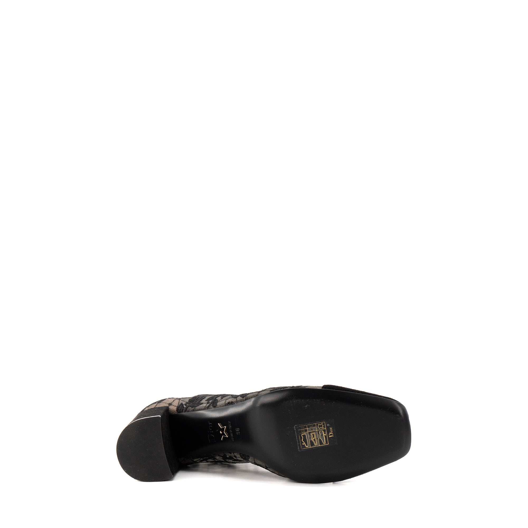 DIOR - Bottines à talons Naughtily-D Dior en résille transparente et daim noir (T36)