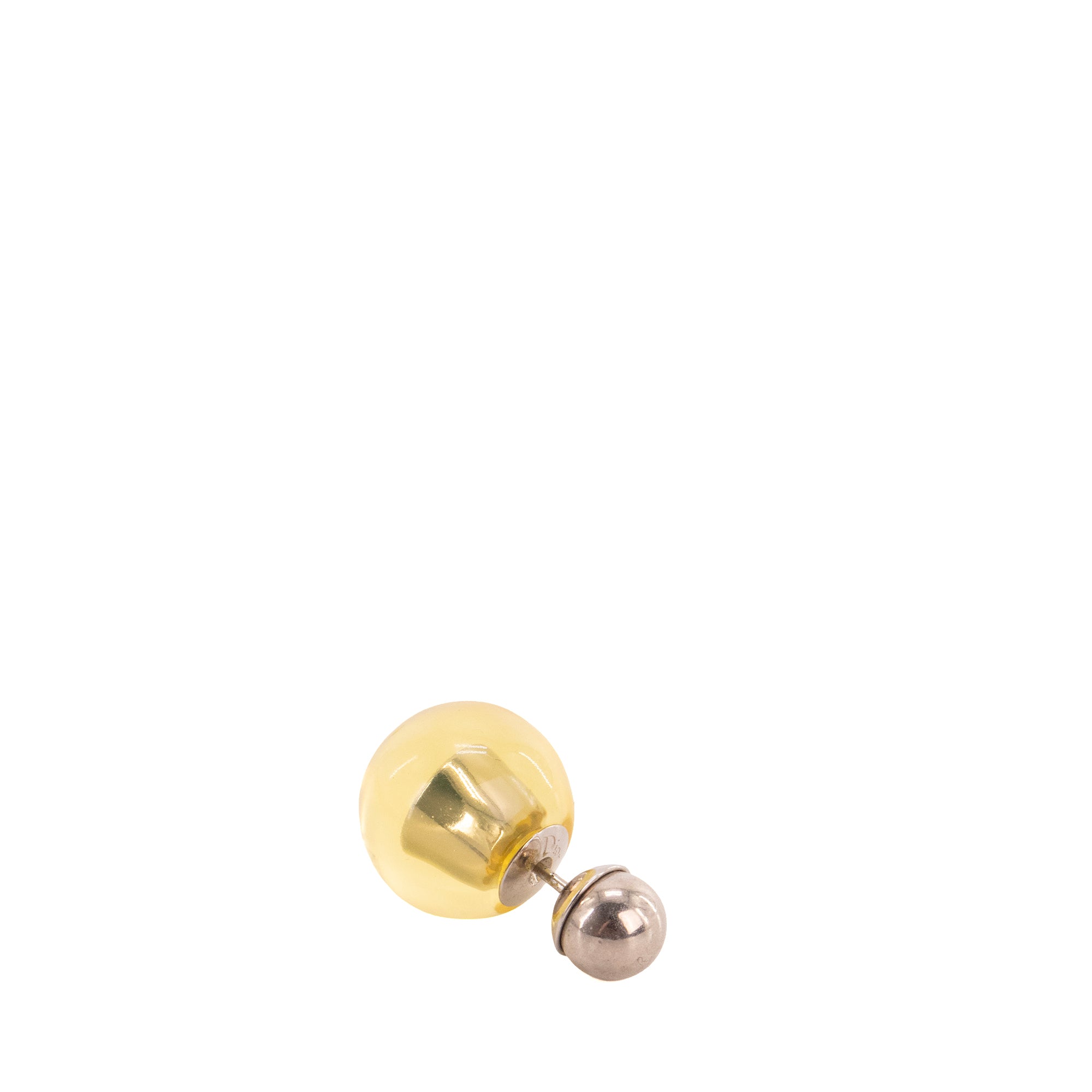 DIOR - Boucles d'oreilles Tribales Dior en métal argenté et résine jaune