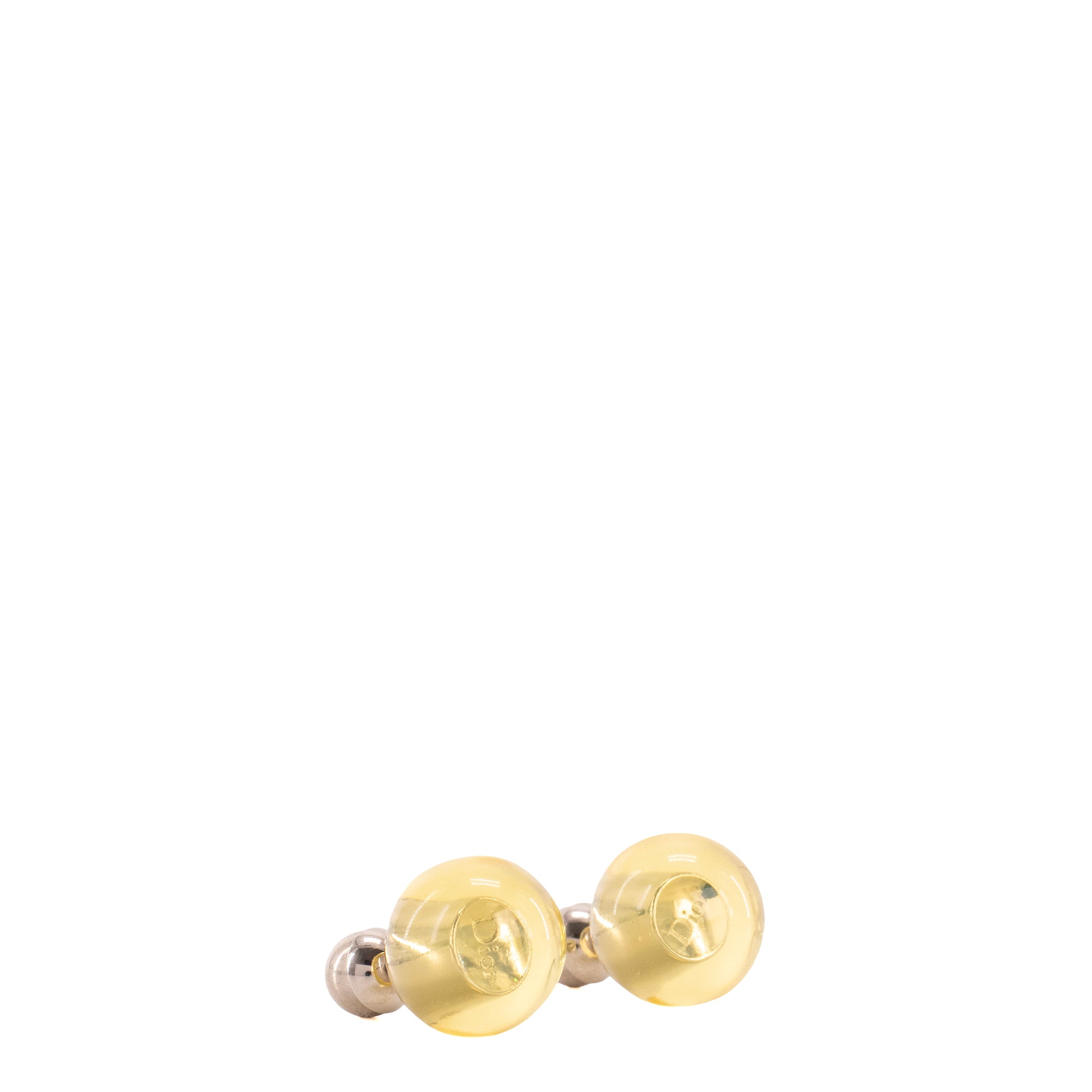 DIOR - Boucles d'oreilles Tribales Dior en métal argenté et résine jaune