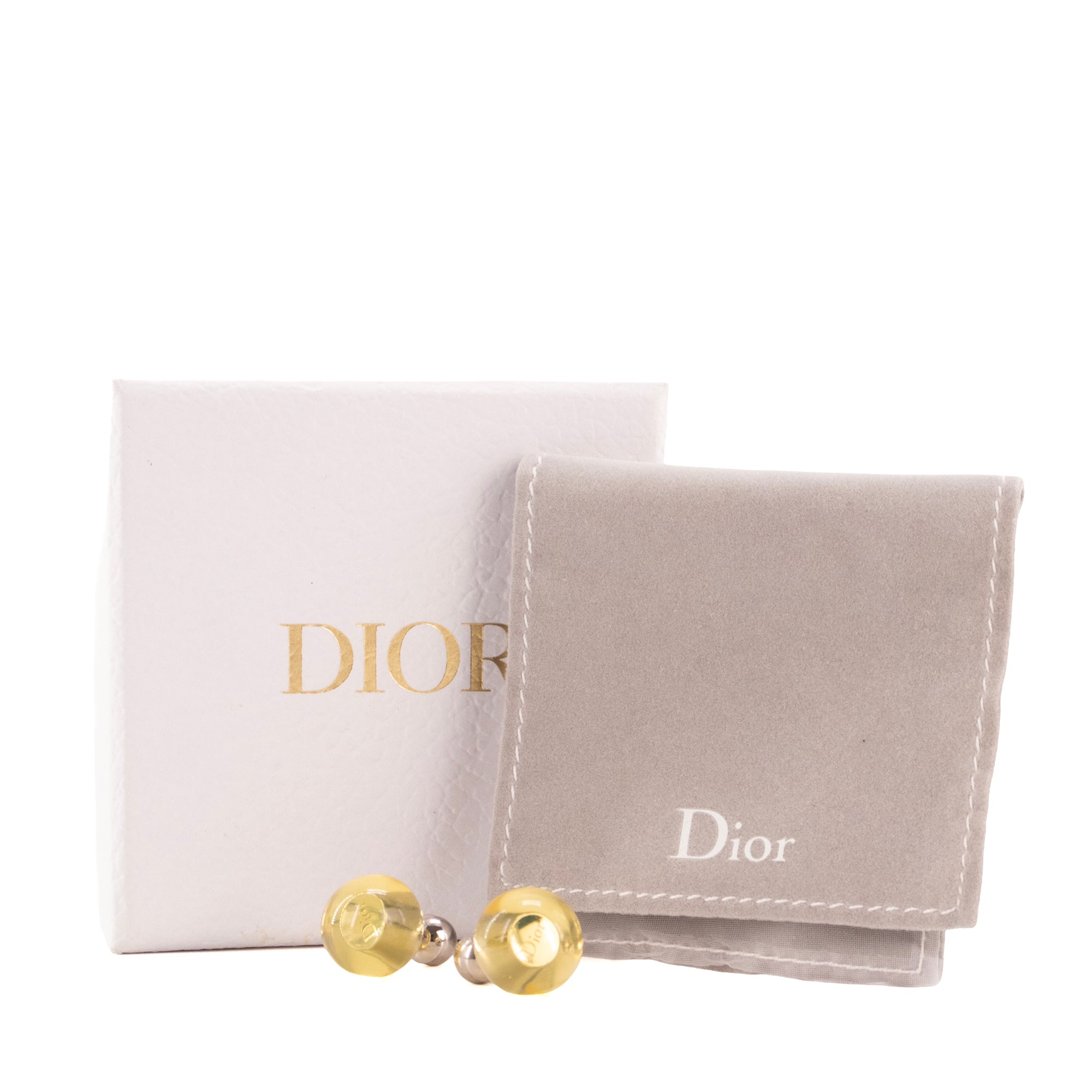 DIOR - Boucles d'oreilles Tribales Dior en métal argenté et résine jaune