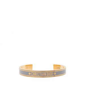 DIOR -  Bracelet Jonc Code Dior en métal doré et émail bleu