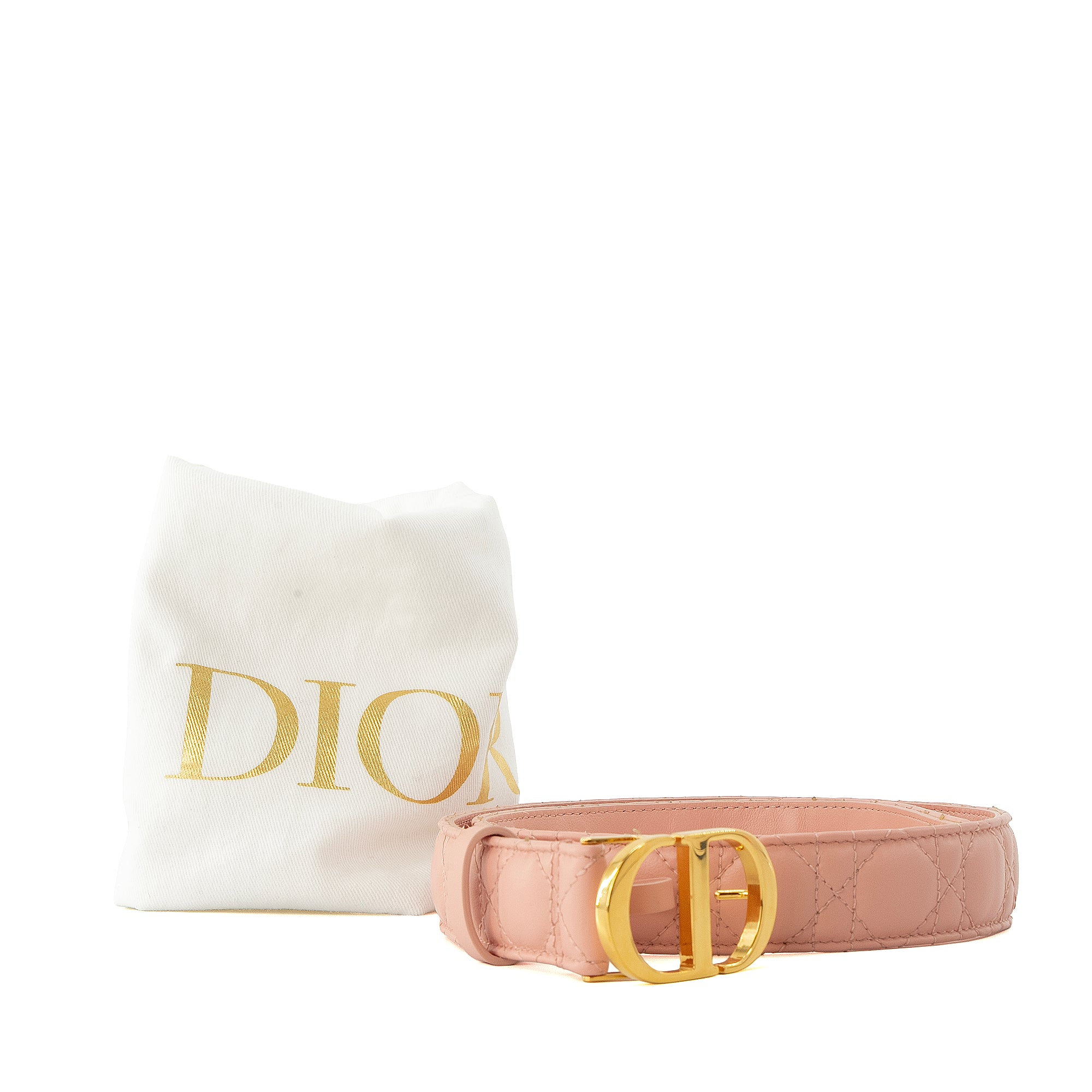 DIOR - Ceinture 30 Montaigne Dior en cuir cannage rose (T70)