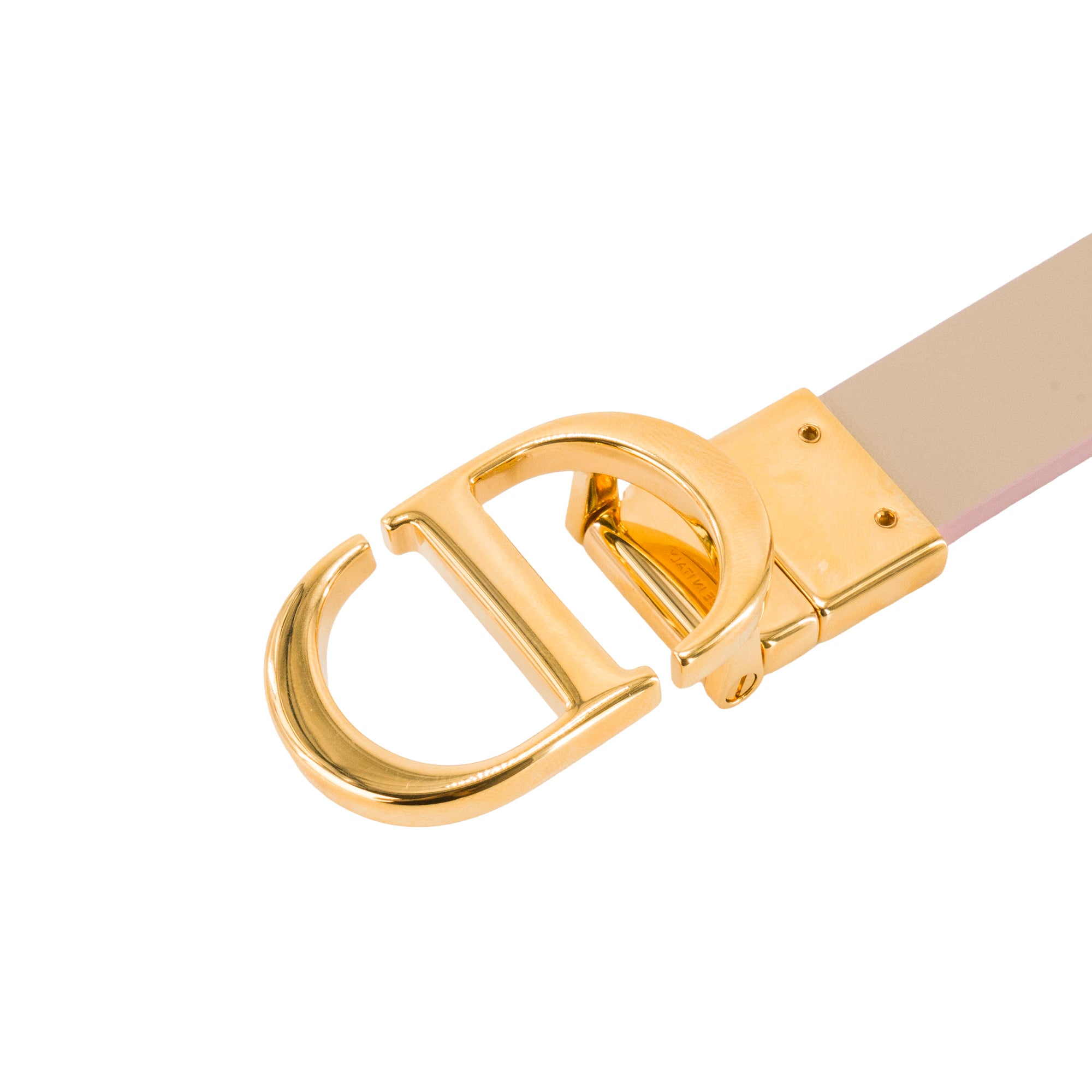 DIOR - Ceinture 30 Montaigne réversible Dior en cuir lisse rose et beige (T80)
