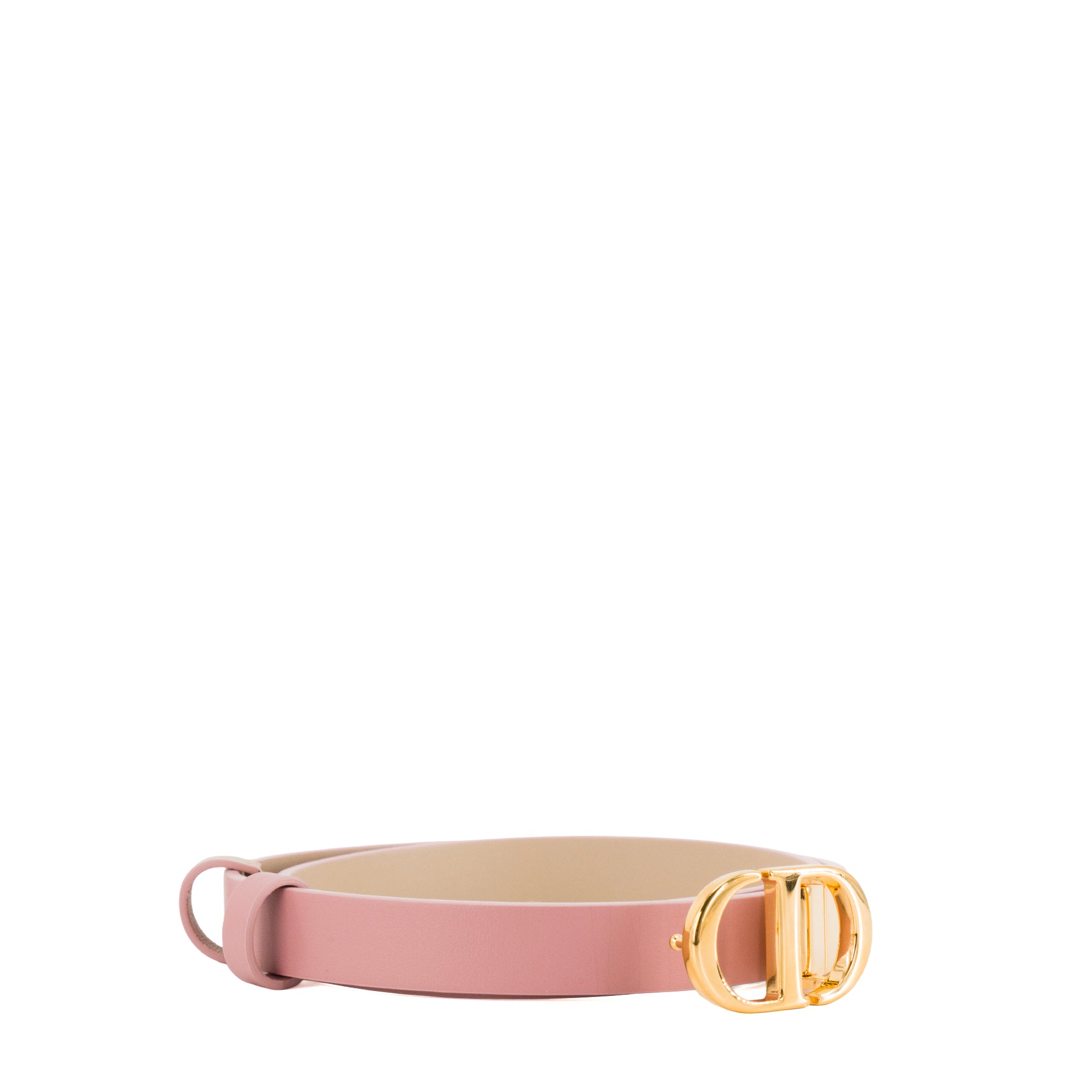 DIOR - Ceinture 30 Montaigne réversible Dior en cuir lisse rose et beige (T80)