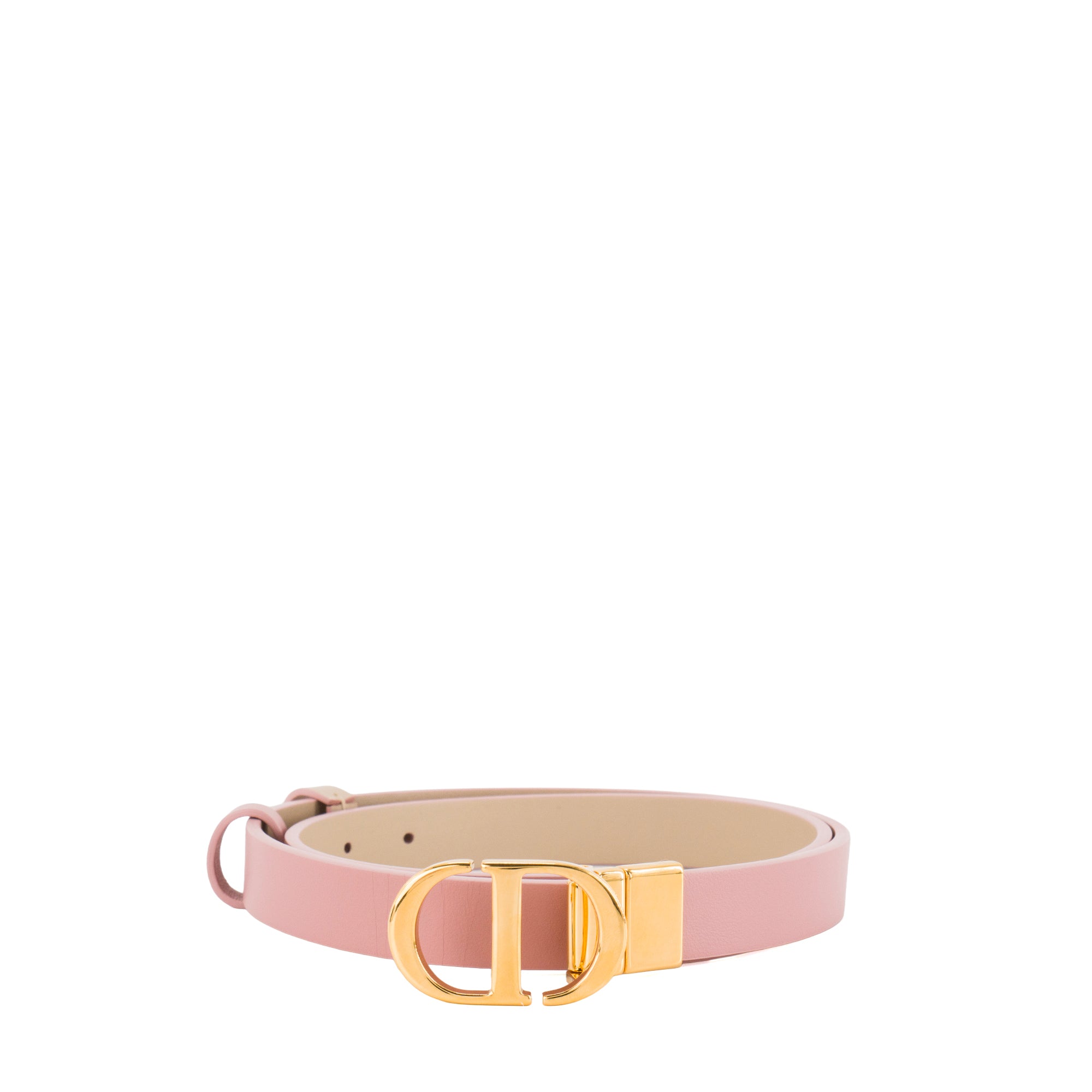 DIOR - Ceinture 30 Montaigne réversible Dior en cuir lisse rose et beige (T80)