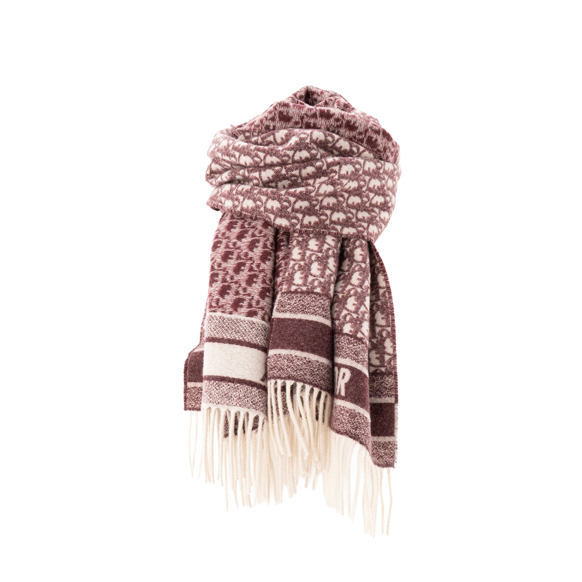DIOR - Châle Dior Oblique en cachemire bordeaux