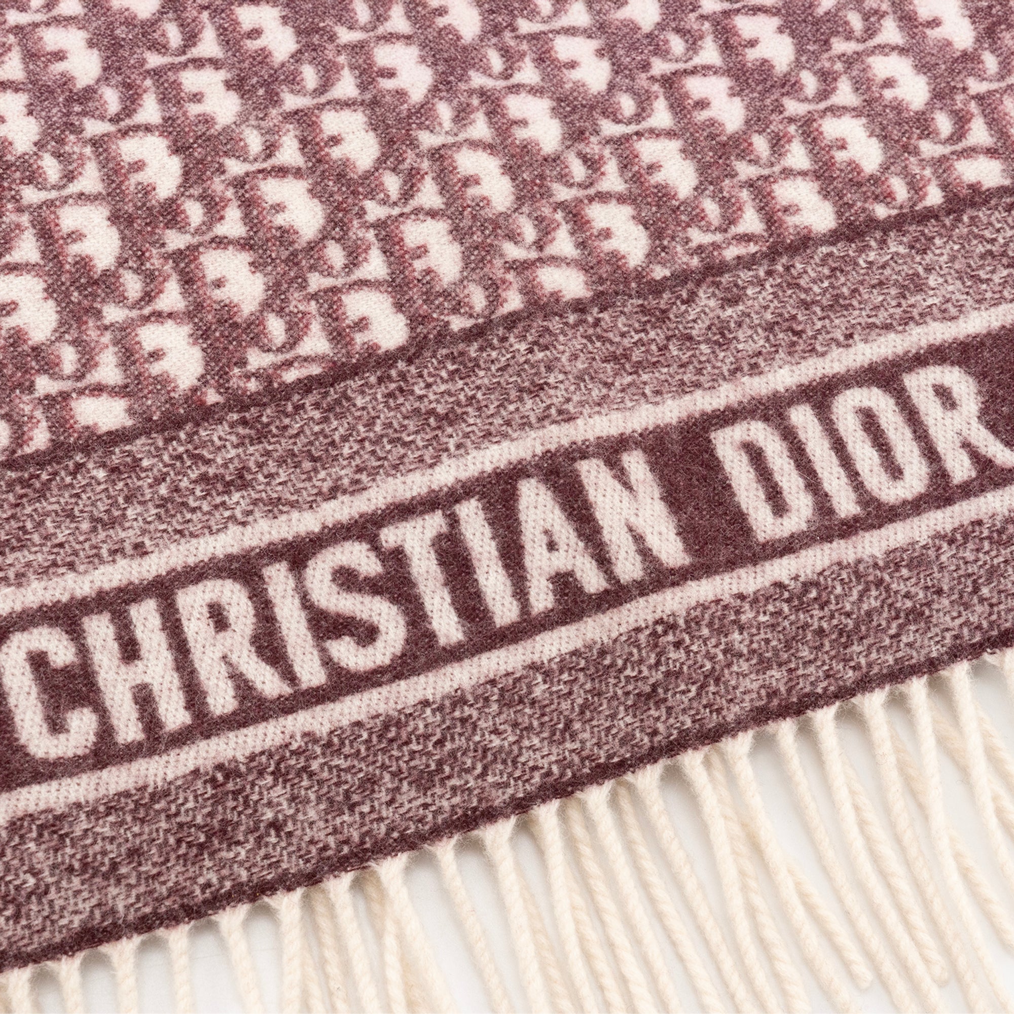 DIOR - Châle Dior Oblique en cachemire bordeaux