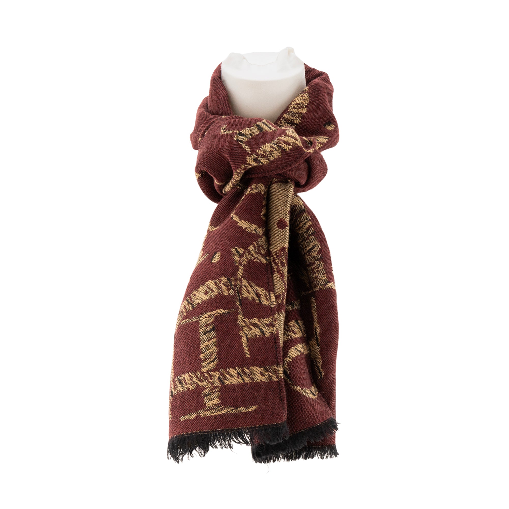 DIOR - Écharpe Dior en laine bordeaux et beige