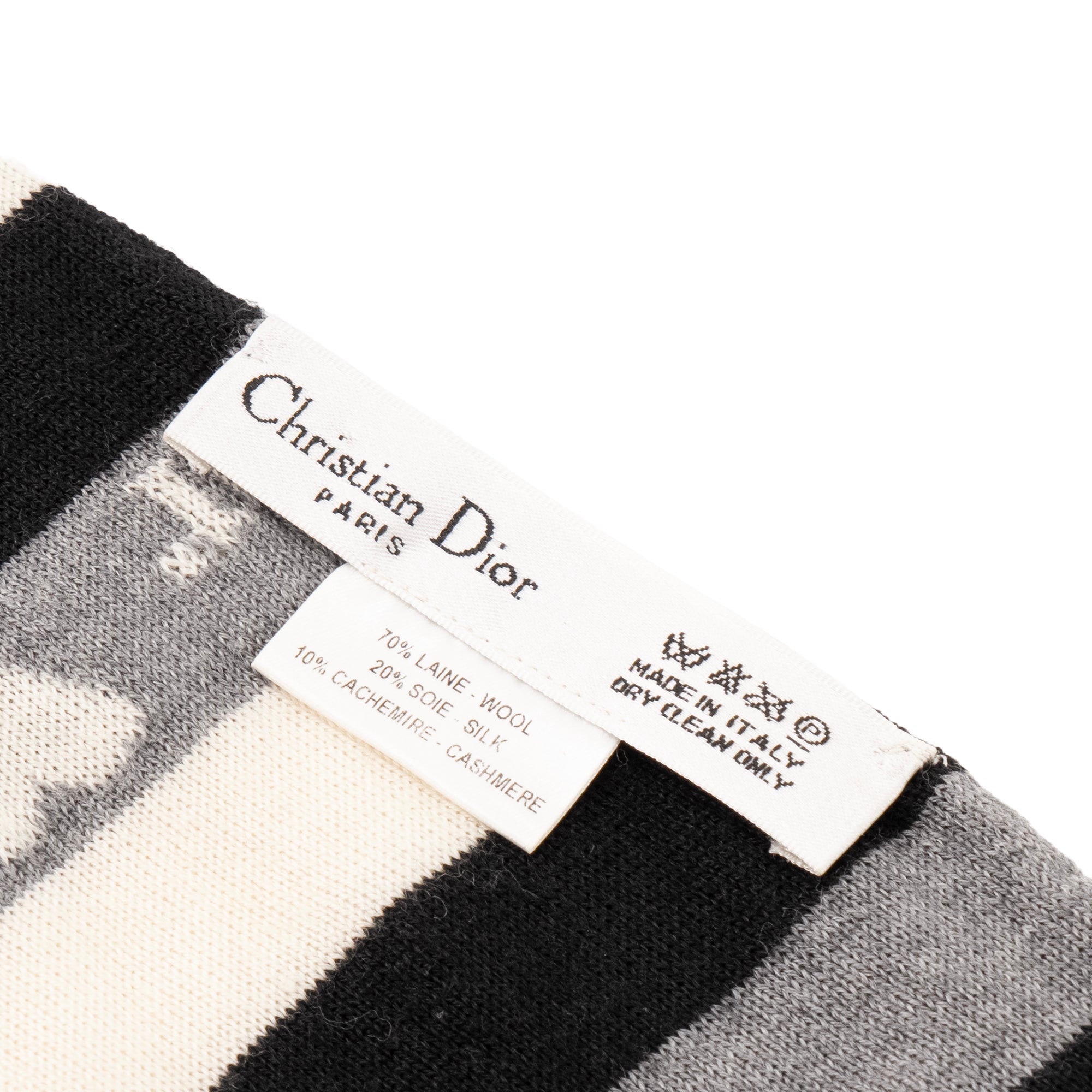 DIOR - Écharpe Dior en laine noire et grise