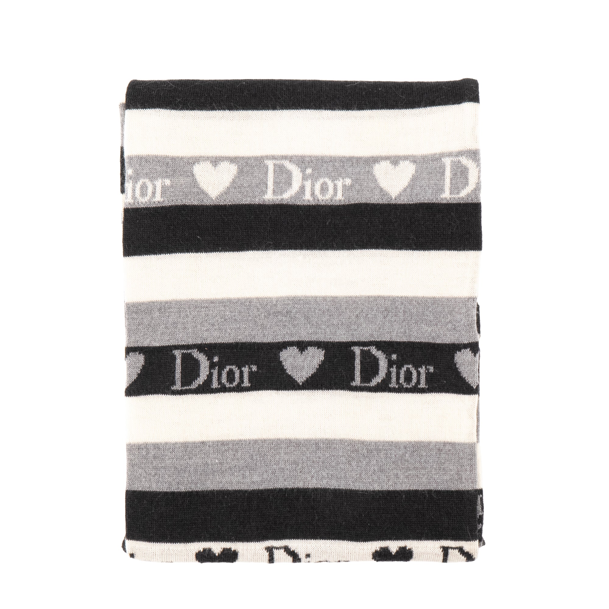 DIOR - Écharpe Dior en laine noire et grise