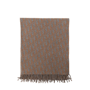 DIOR - Écharpe Double Face Oblique Dior en laine et cachemire marron et gris