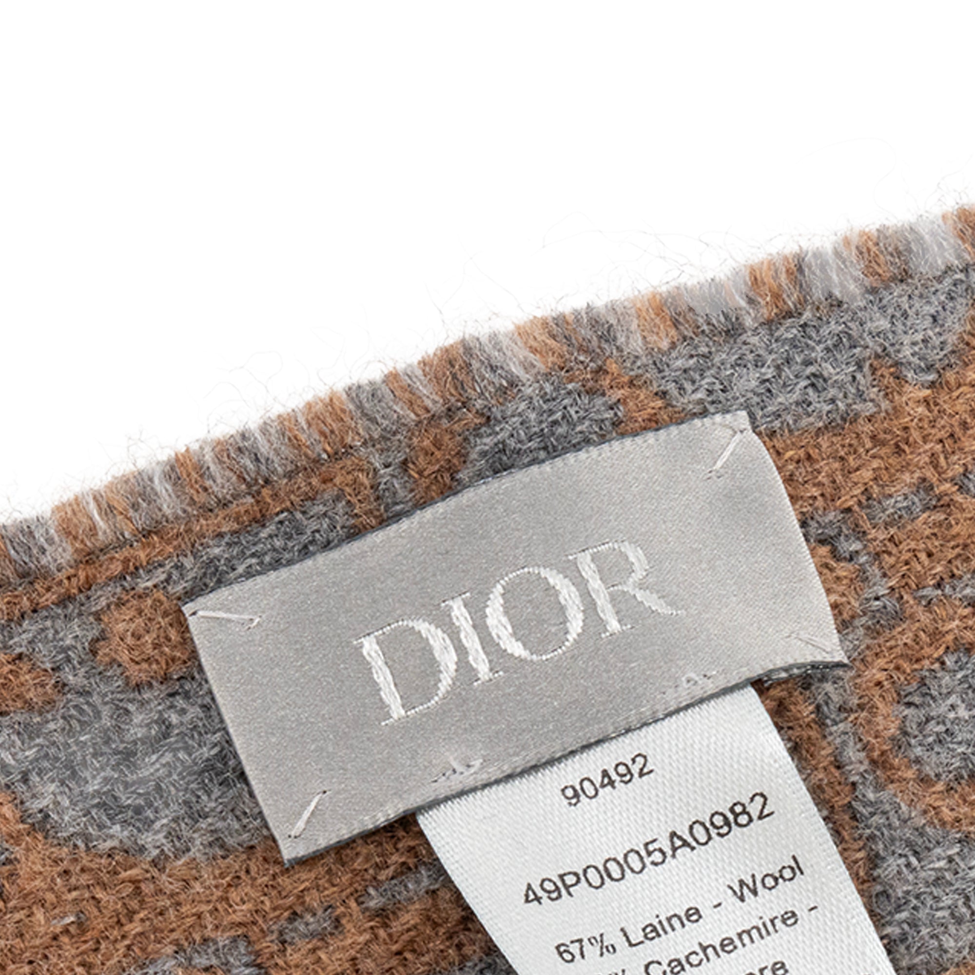 DIOR - Écharpe Double Face Oblique Dior en laine et cachemire marron et gris