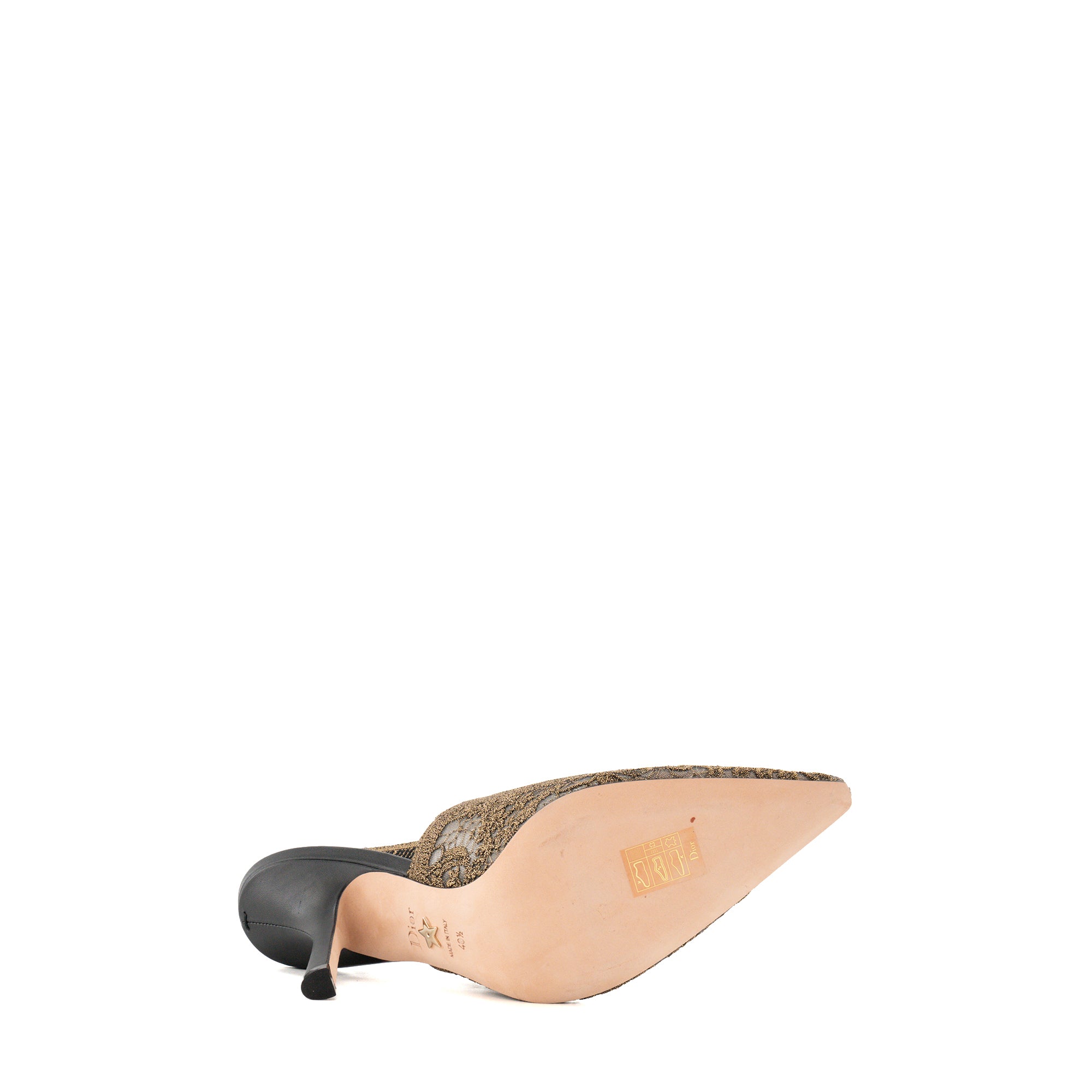 DIOR - Escarpins Slingback J'Adior Dior en toile et cuir doré et noir (T40,5)
