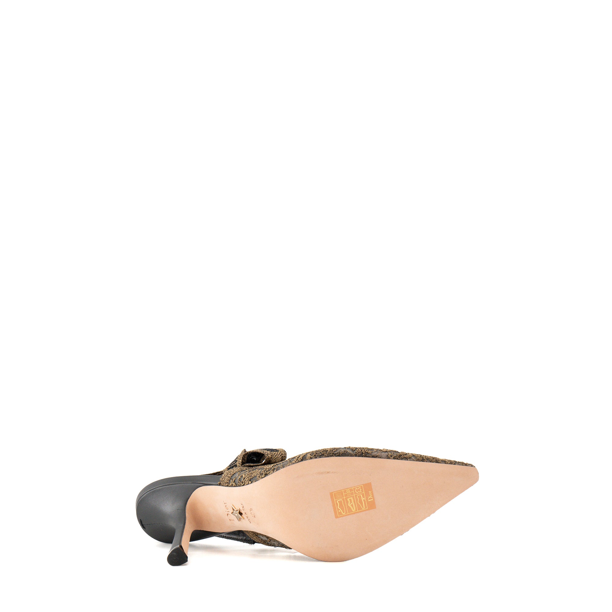 DIOR - Escarpins Slingback J'Adior Dior en toile et cuir doré et noir (T40,5)