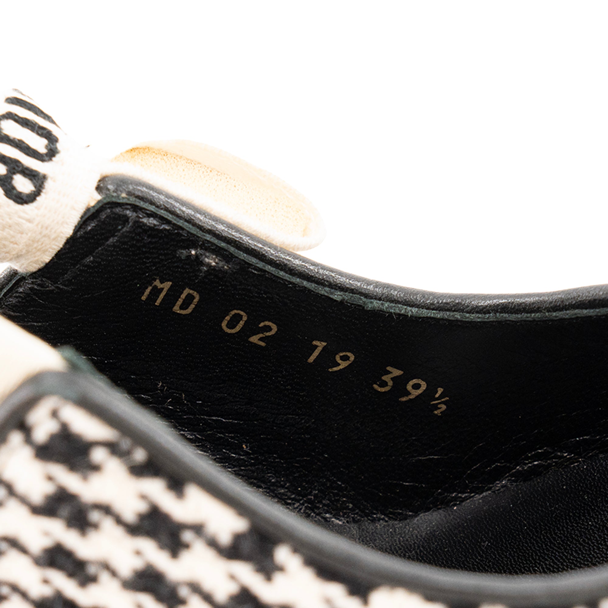 DIOR - Escarpins Slingback J'Adior Dior en toile pieds de poule blanche et noire (T39,5)