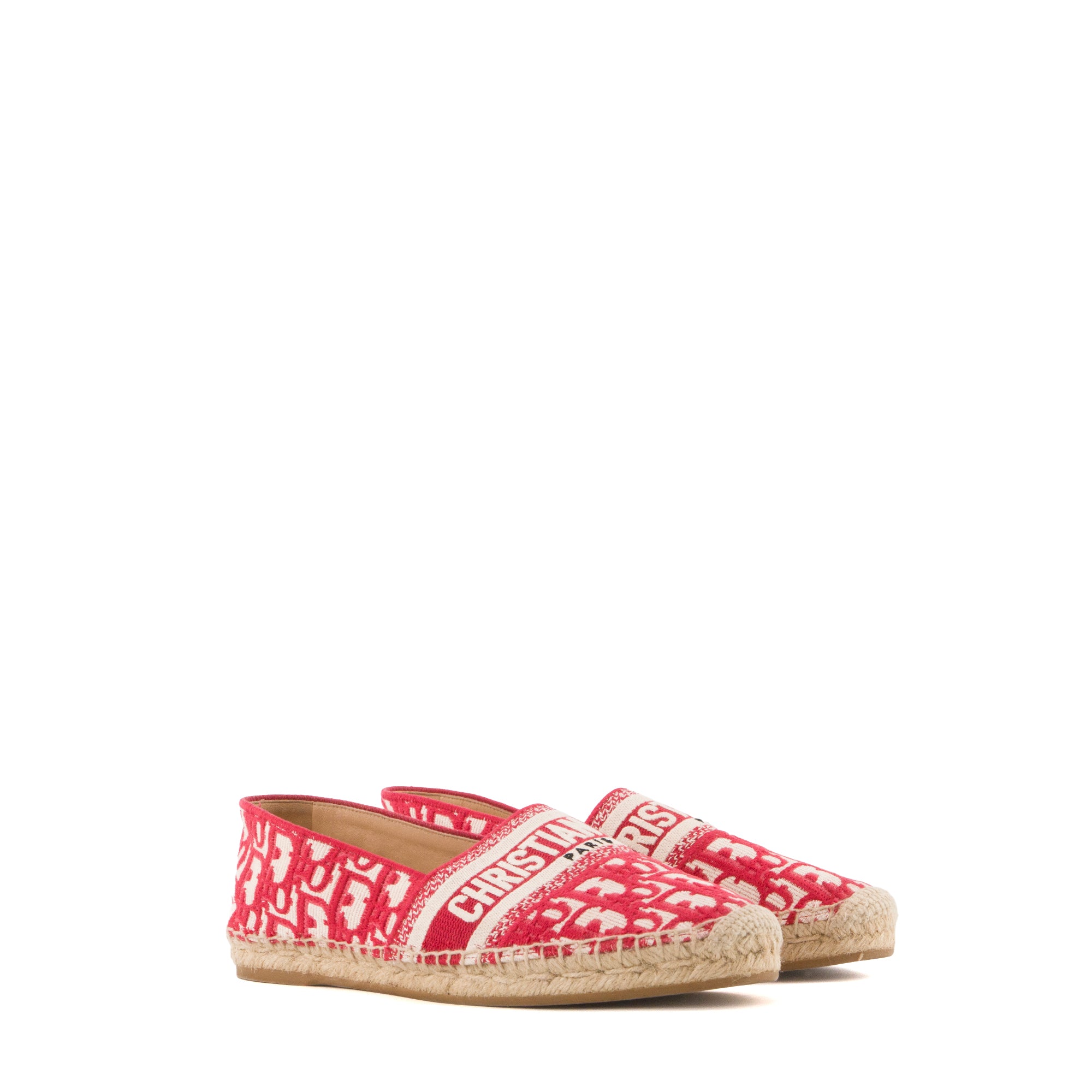 DIOR - Espadrilles Granville Dior en toile Dior Oblique beige et rouge (T38)