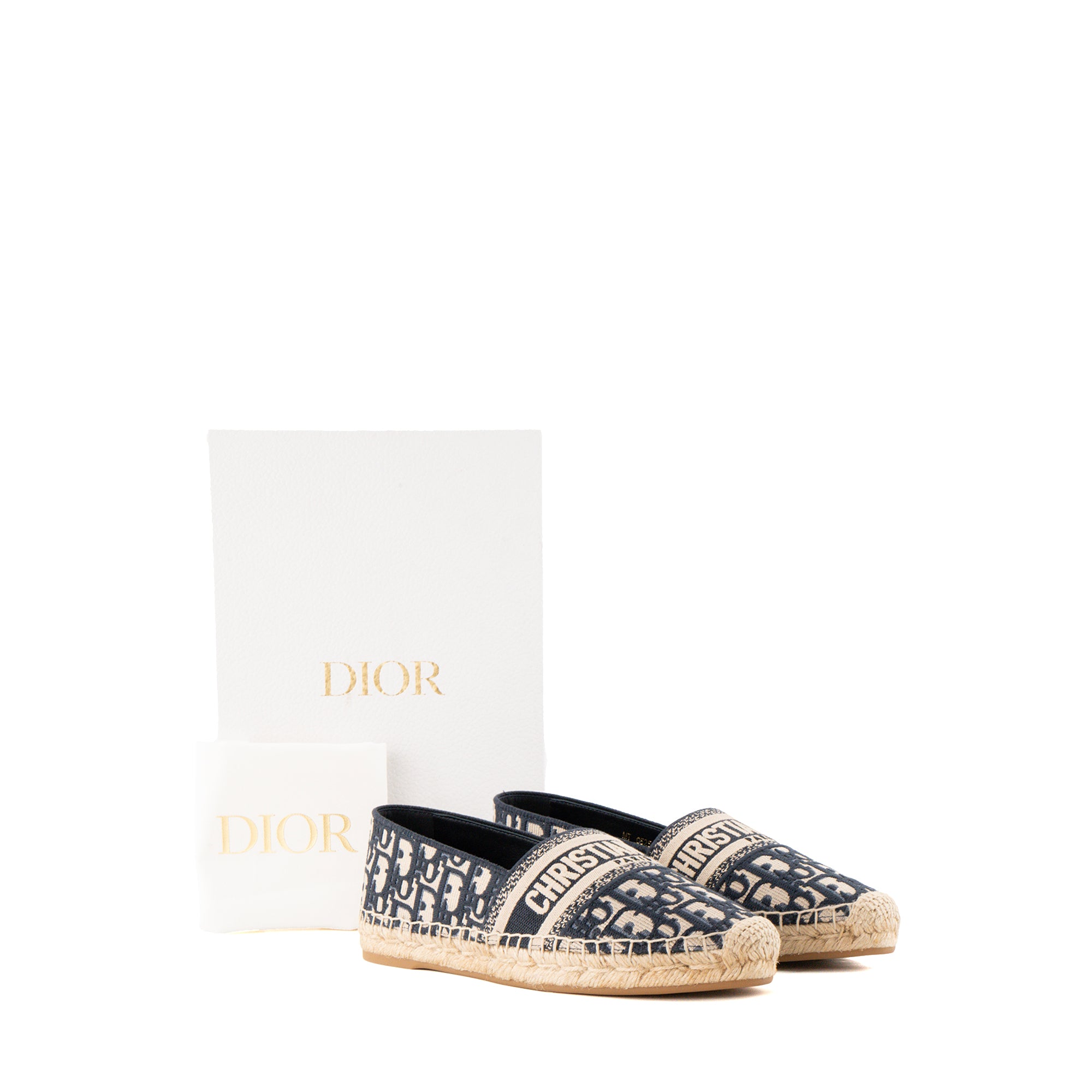 DIOR - Espadrilles Granville Dior en toile Dior Oblique bleu marine et beige (T39)