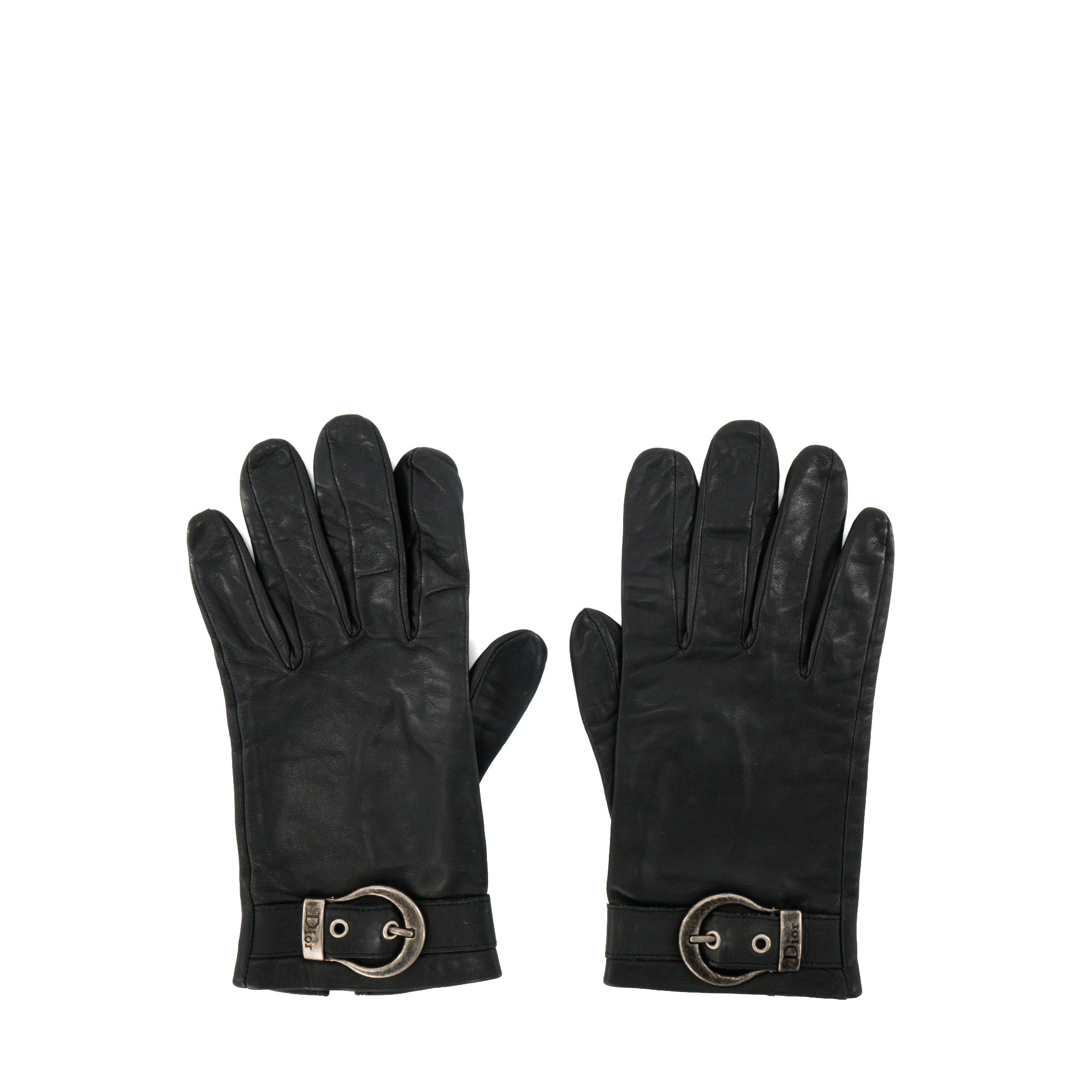 DIOR - Gants Dior en cuir noir (T8)