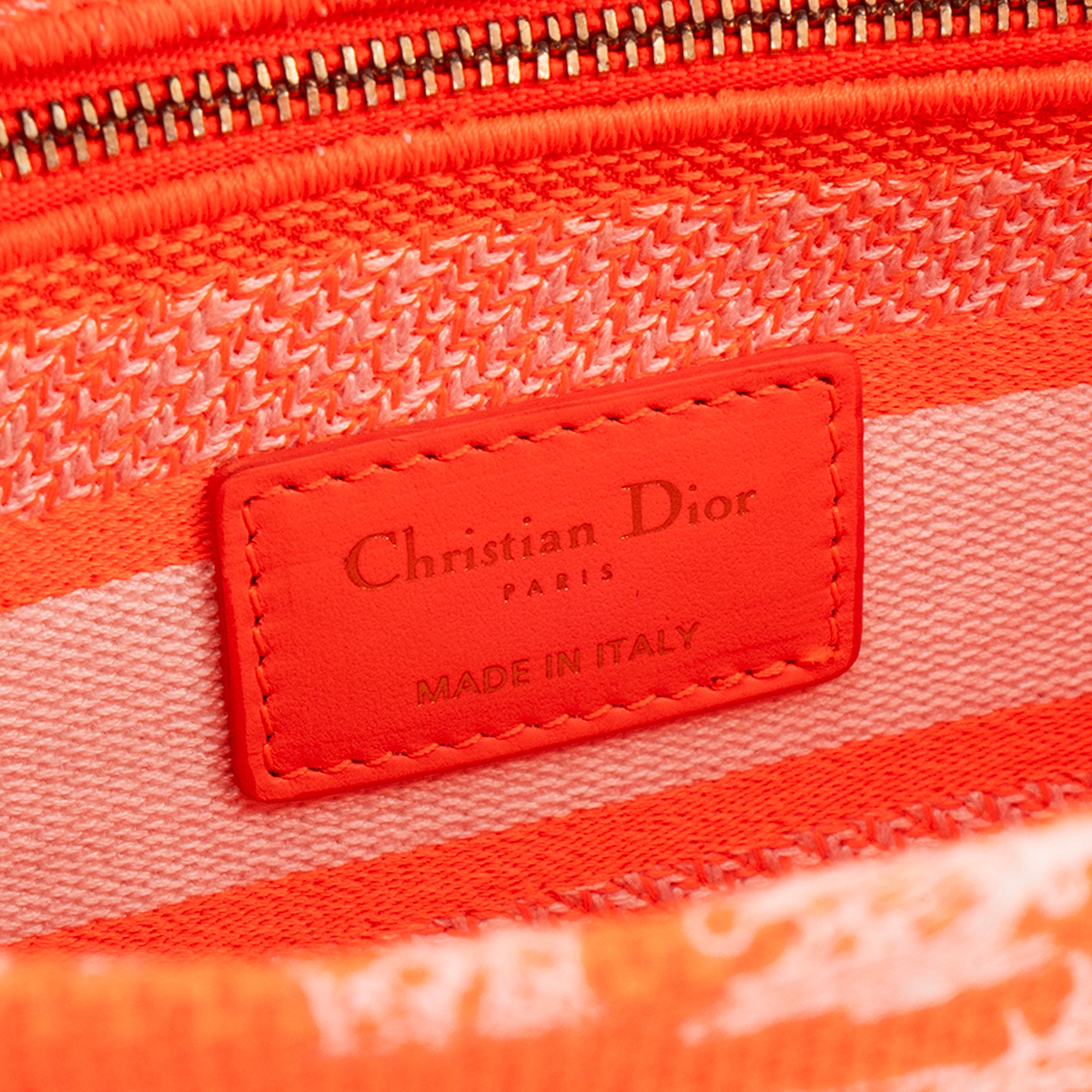 DIOR - Sac à bandoulière Lady D-Lite Dior en toile blanche et orange