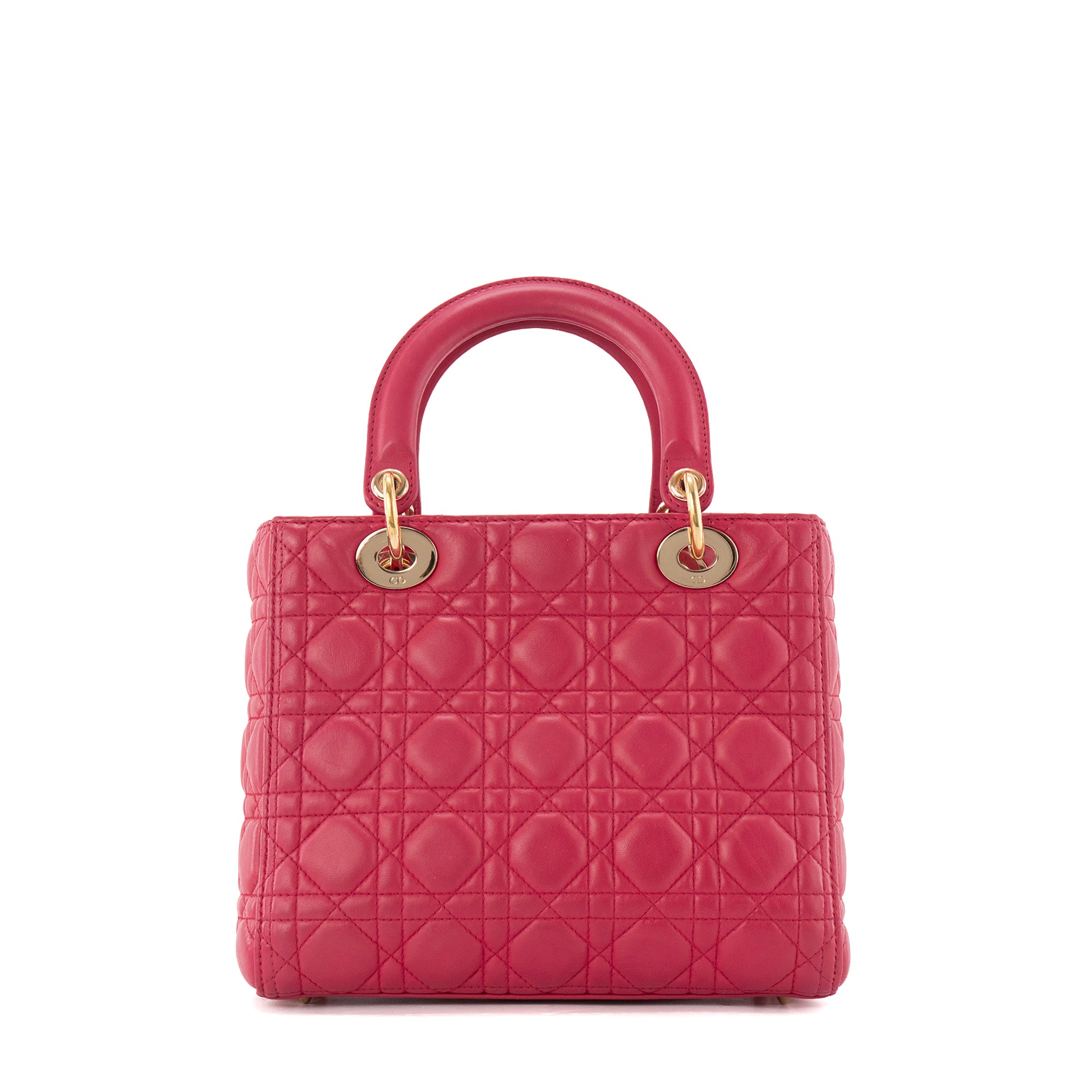 DIOR - Sac à main Lady Dior medium Dior en cuir cannage rose