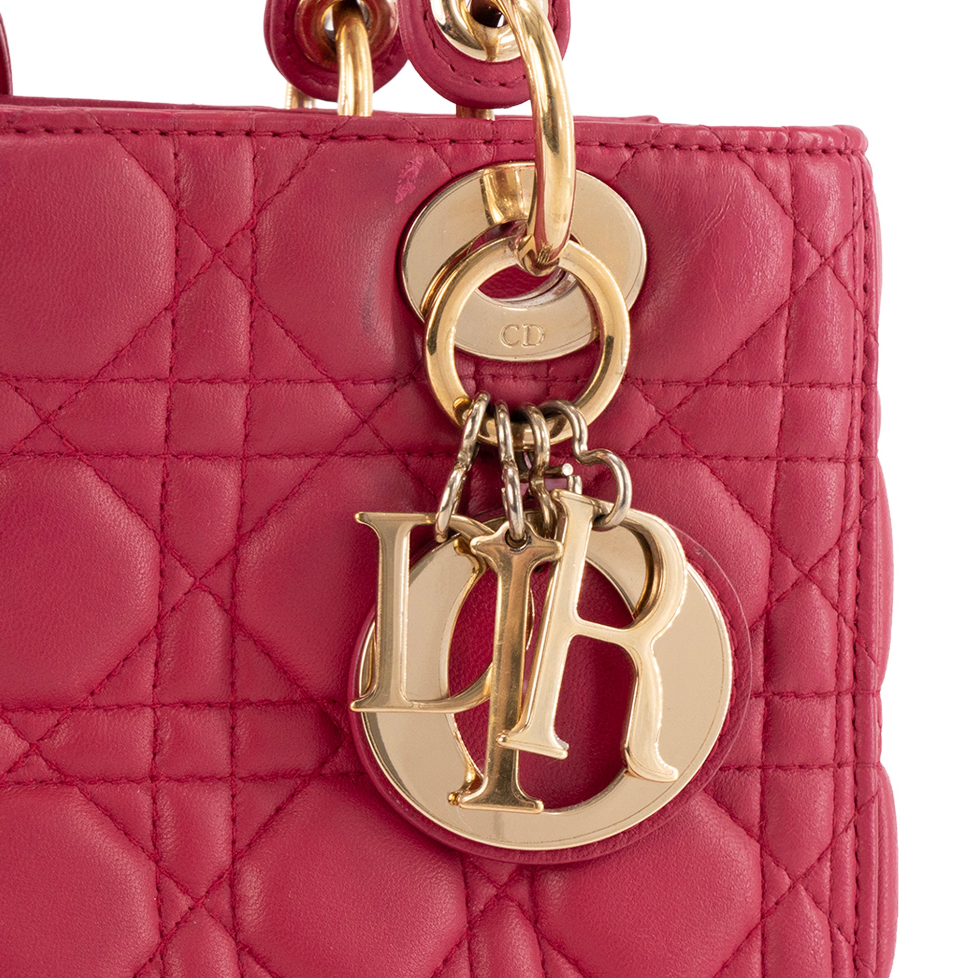 DIOR - Sac à main Lady Dior medium Dior en cuir cannage rose