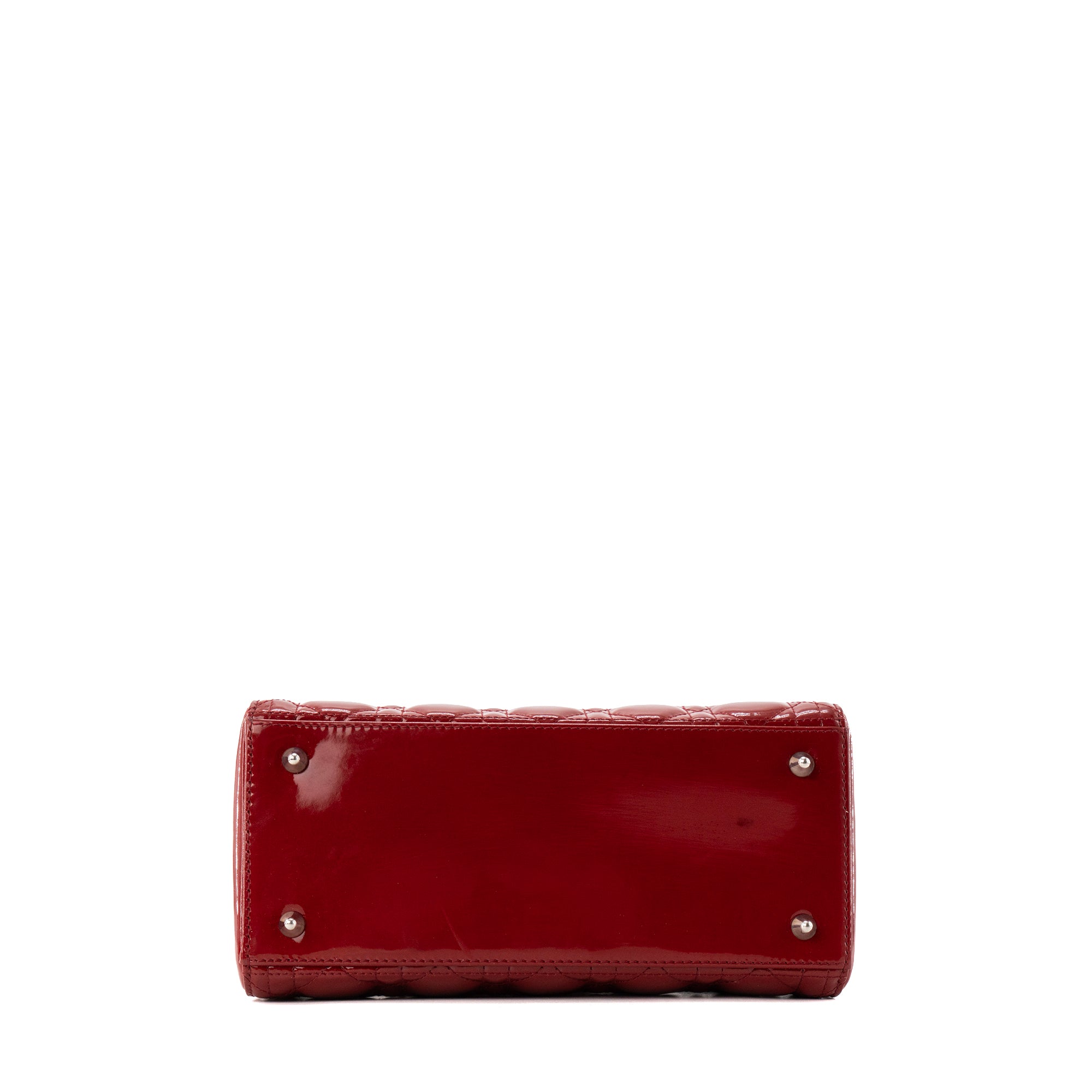 DIOR - Sac à main Lady Dior Medium Dior en cuir cannage verni rouge