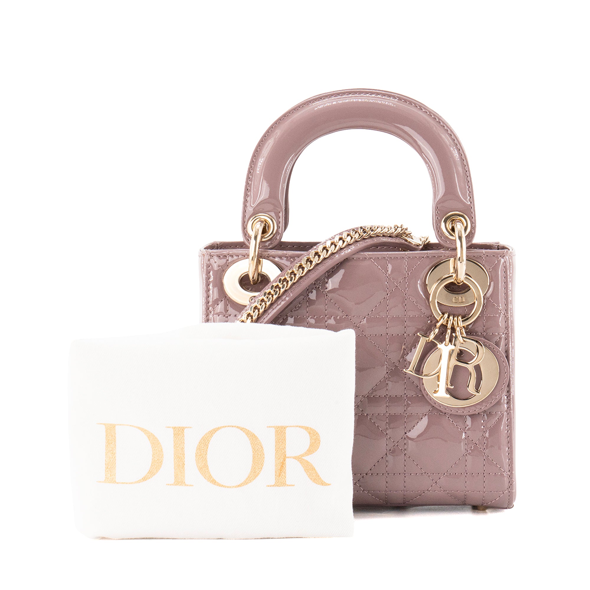 DIOR - Sac à bandoulière Lady Dior mini Dior en cuir verni violet