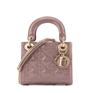 DIOR - Sac à bandoulière Lady Dior mini Dior en cuir verni violet